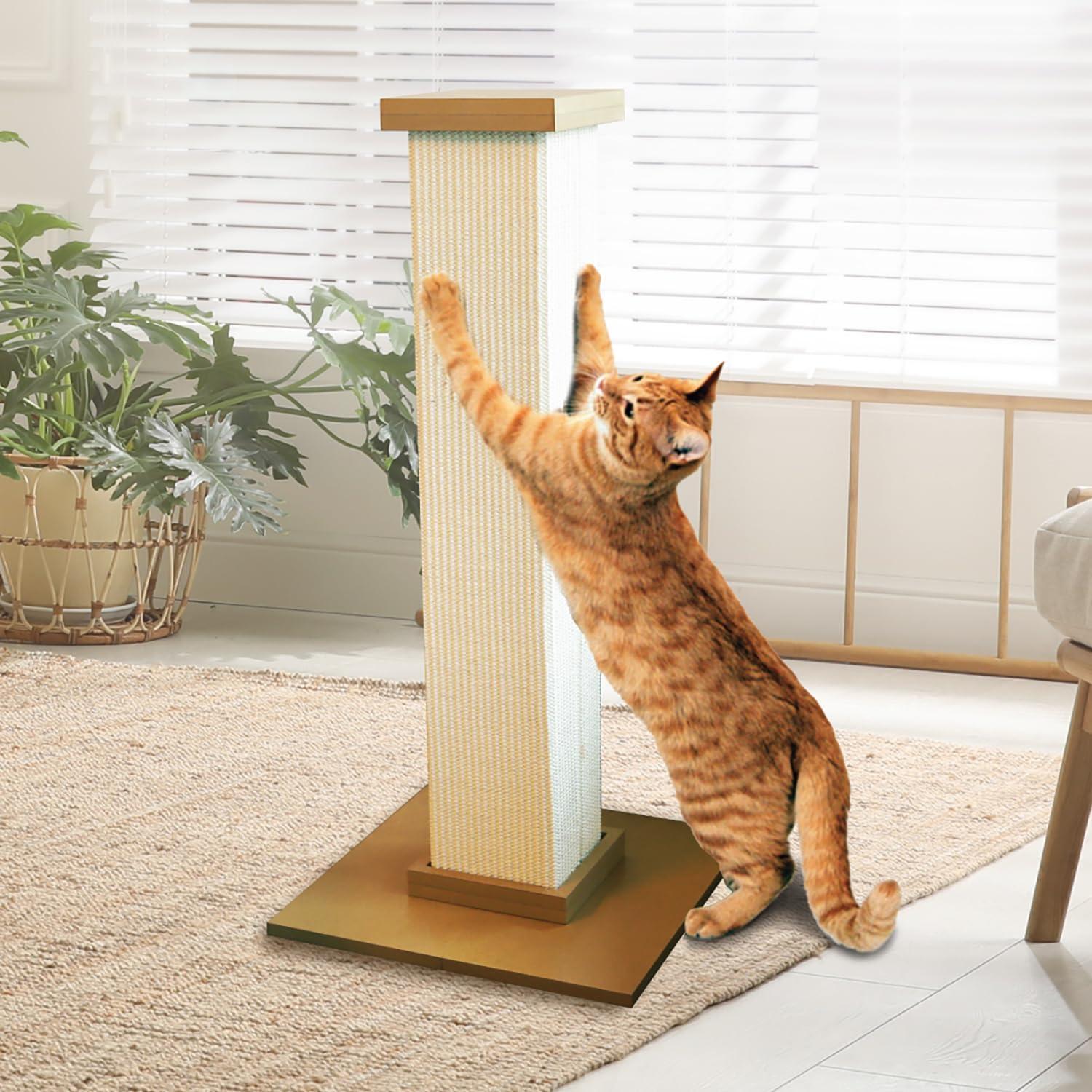 Beige 32-Inch Sisal Freestanding Cat Scratching Post