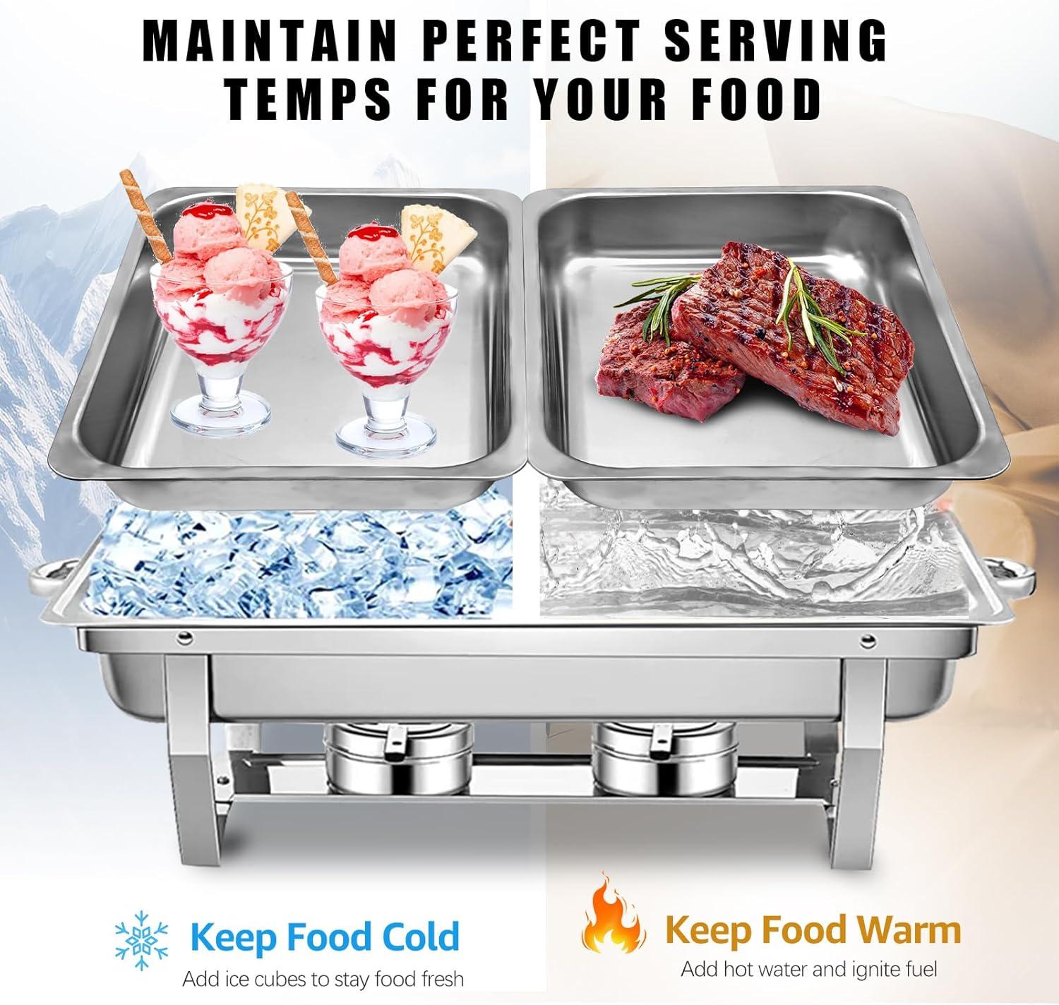 The Party Aisle™ Chafing Dishes For Buffet 4 Pack, 8 Qt Stainless Steel Chafers And Buffet Warmers Sets With Lid, Rectangle Serving Food Warmer Catering Supplies Buffet Display For Parties