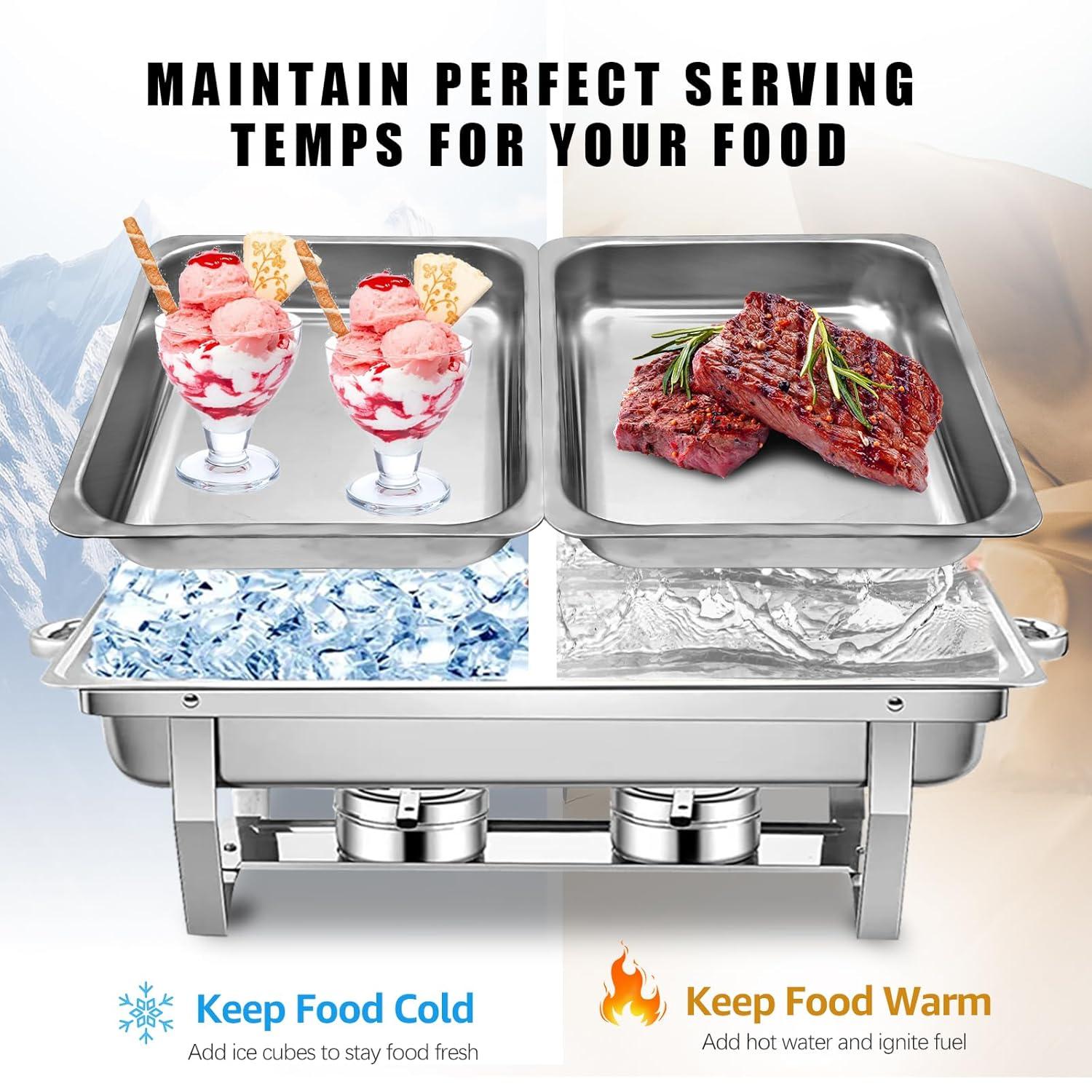 The Party Aisle™ Chafing Dishes For Buffet 4 Pack, 8 Qt Stainless Steel Chafers And Buffet Warmers Sets With Lid, Rectangle Serving Food Warmer Catering Supplies Buffet Display For Parties