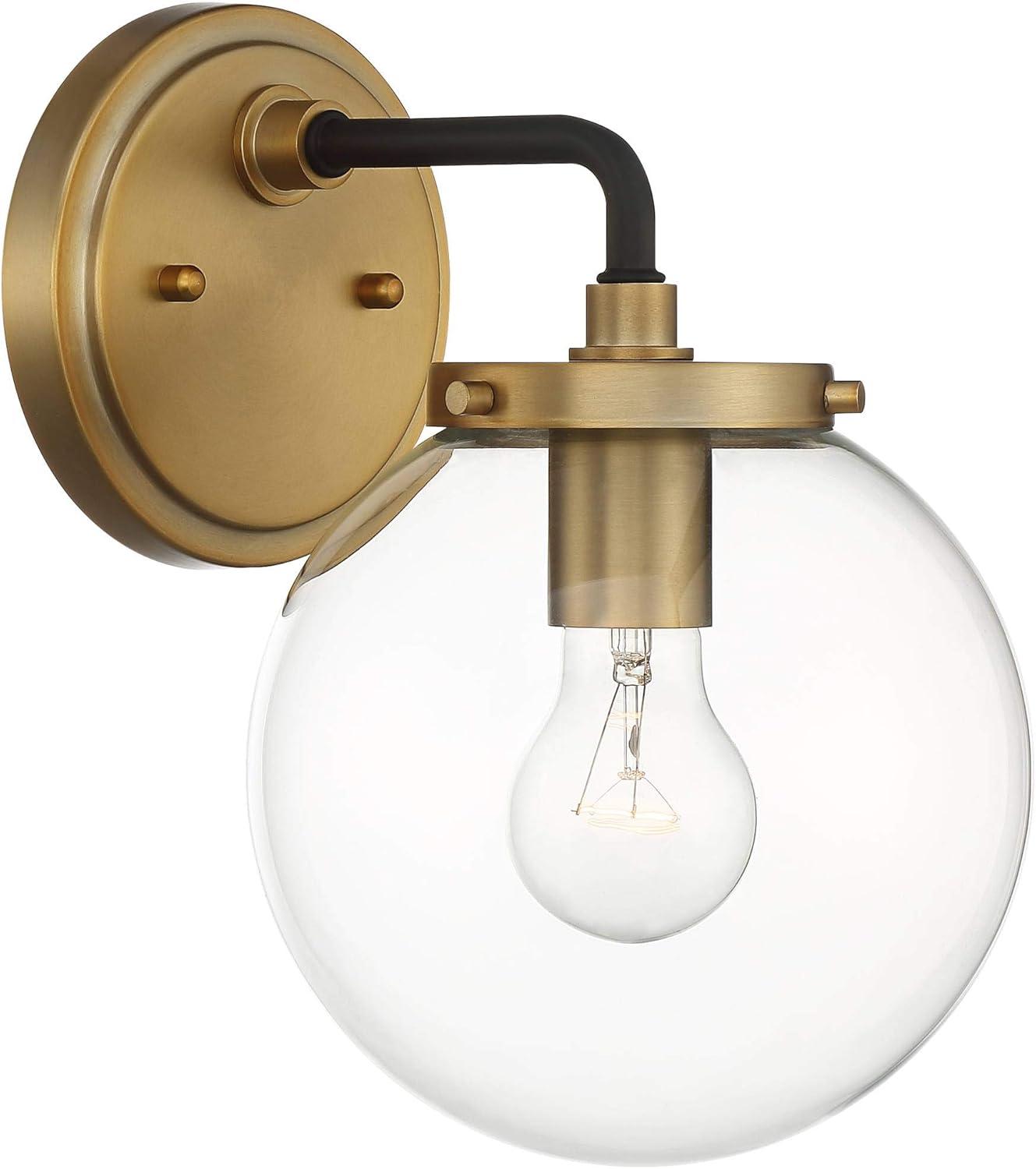 Gold 15" Modern Vanity Wall Sconce with Clear Glass Globe