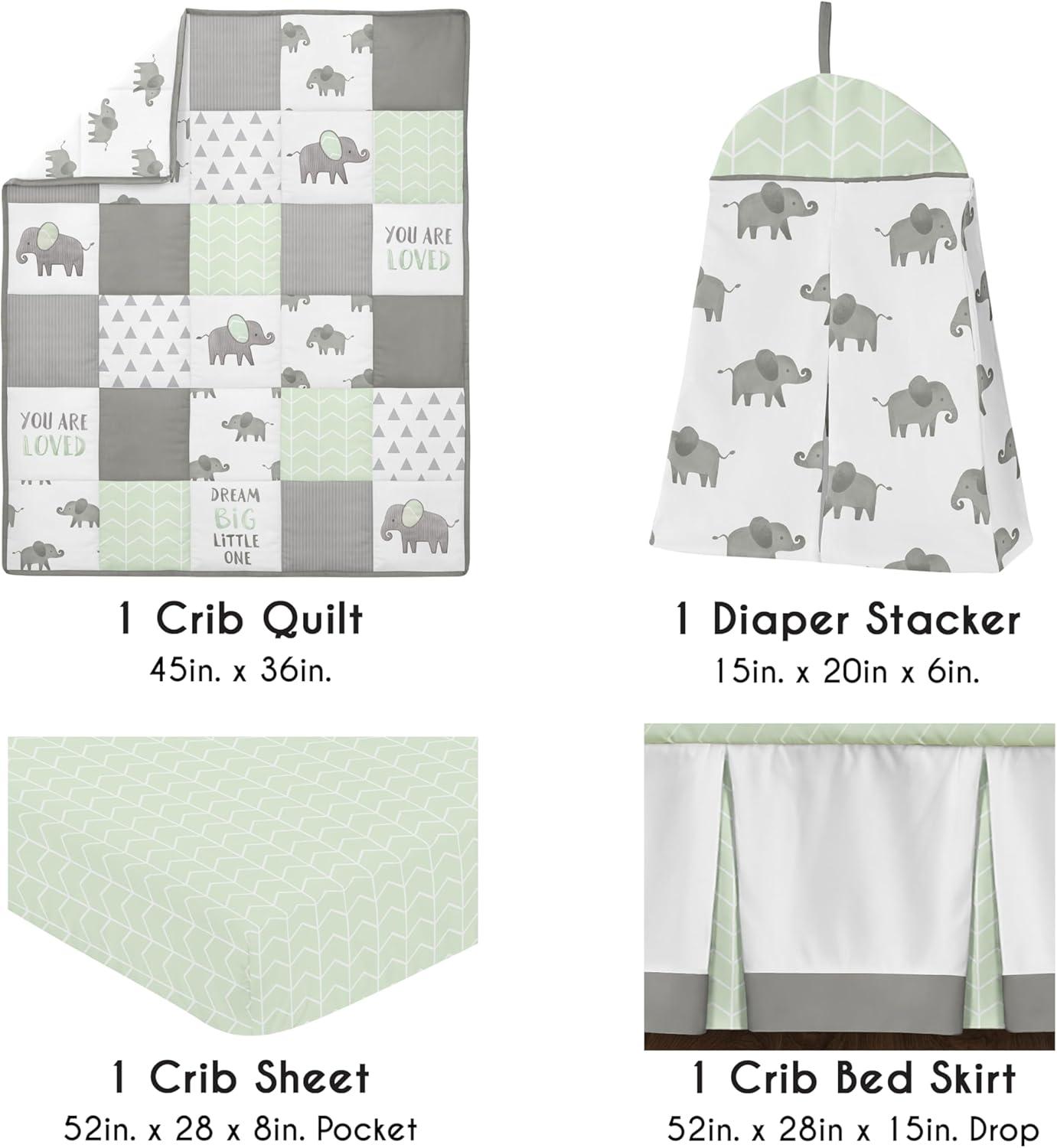 Elephant 4 Piece Crib Bedding Set