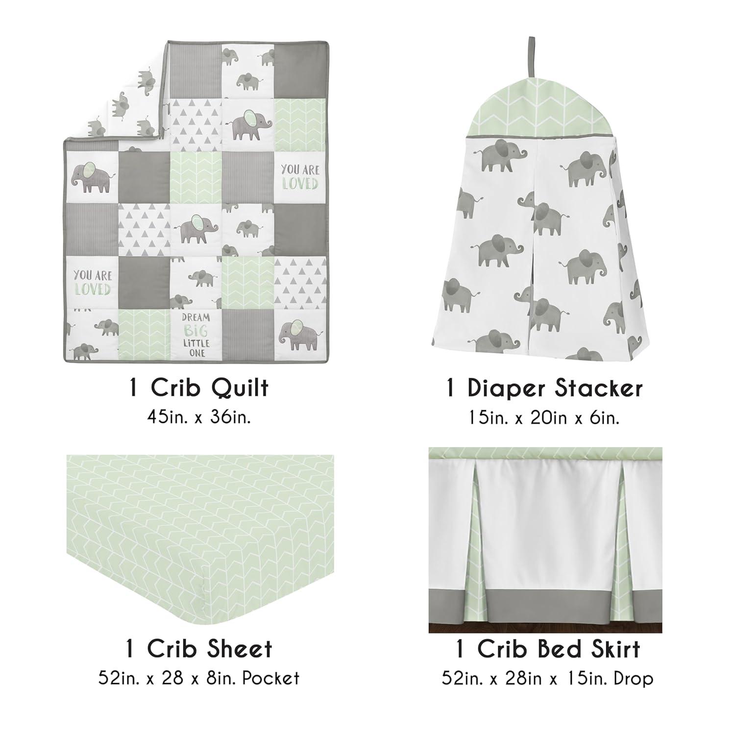Elephant 4 Piece Crib Bedding Set