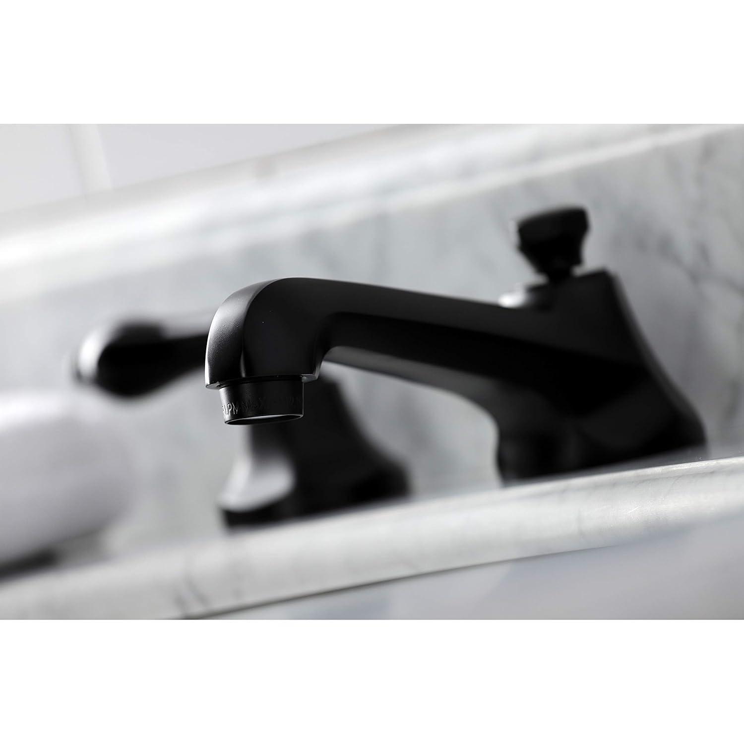 Kingston Brass Duchess Two-Handle 3-Hole Deck Mount Widespread Bathroom Faucet with Brass Pop-Up Drain
