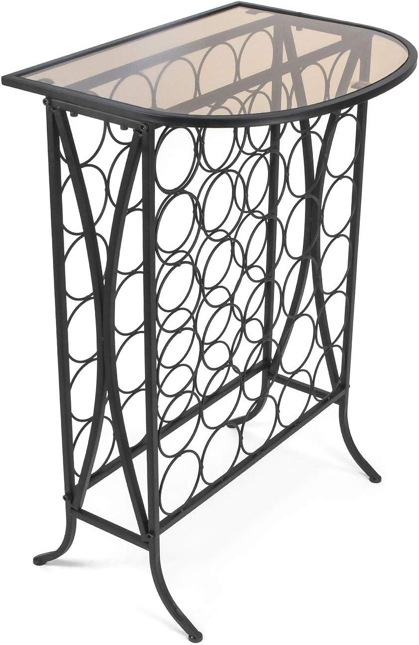 Sorbus Wine Rack Stand Bordeaux Chateau Style with Glass Table - Holds 30 Bottles