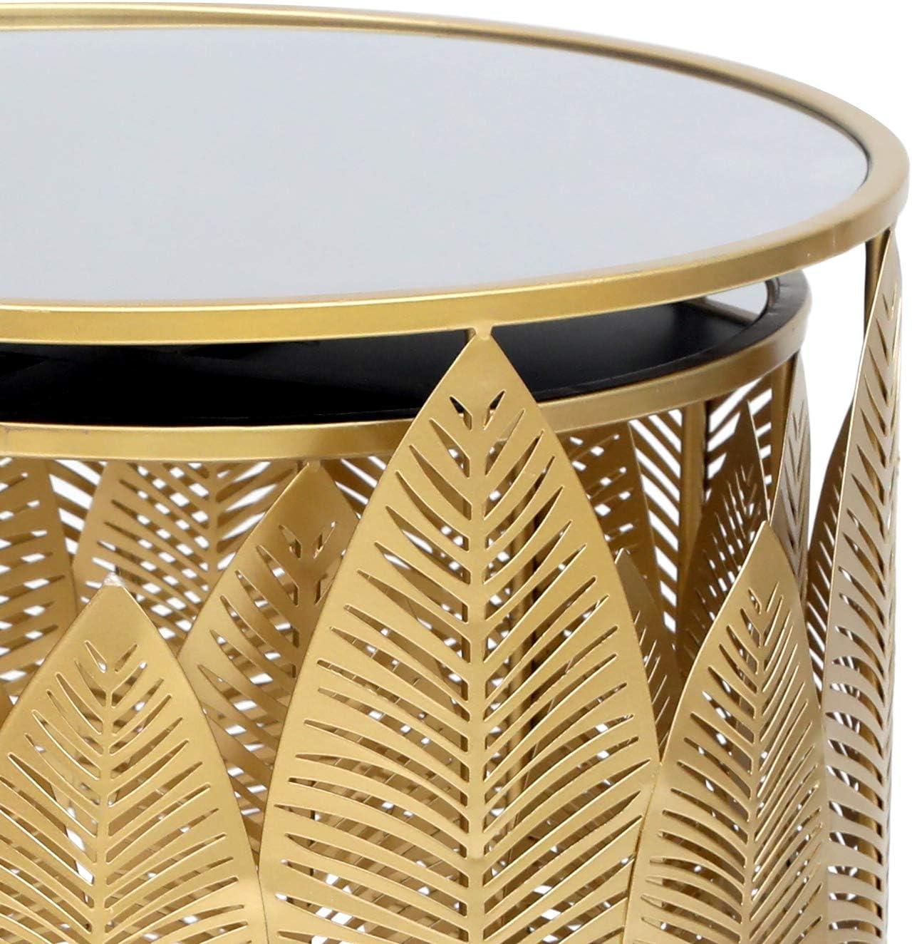 Gold Leaf Round Mirrored Nesting Side Tables Set