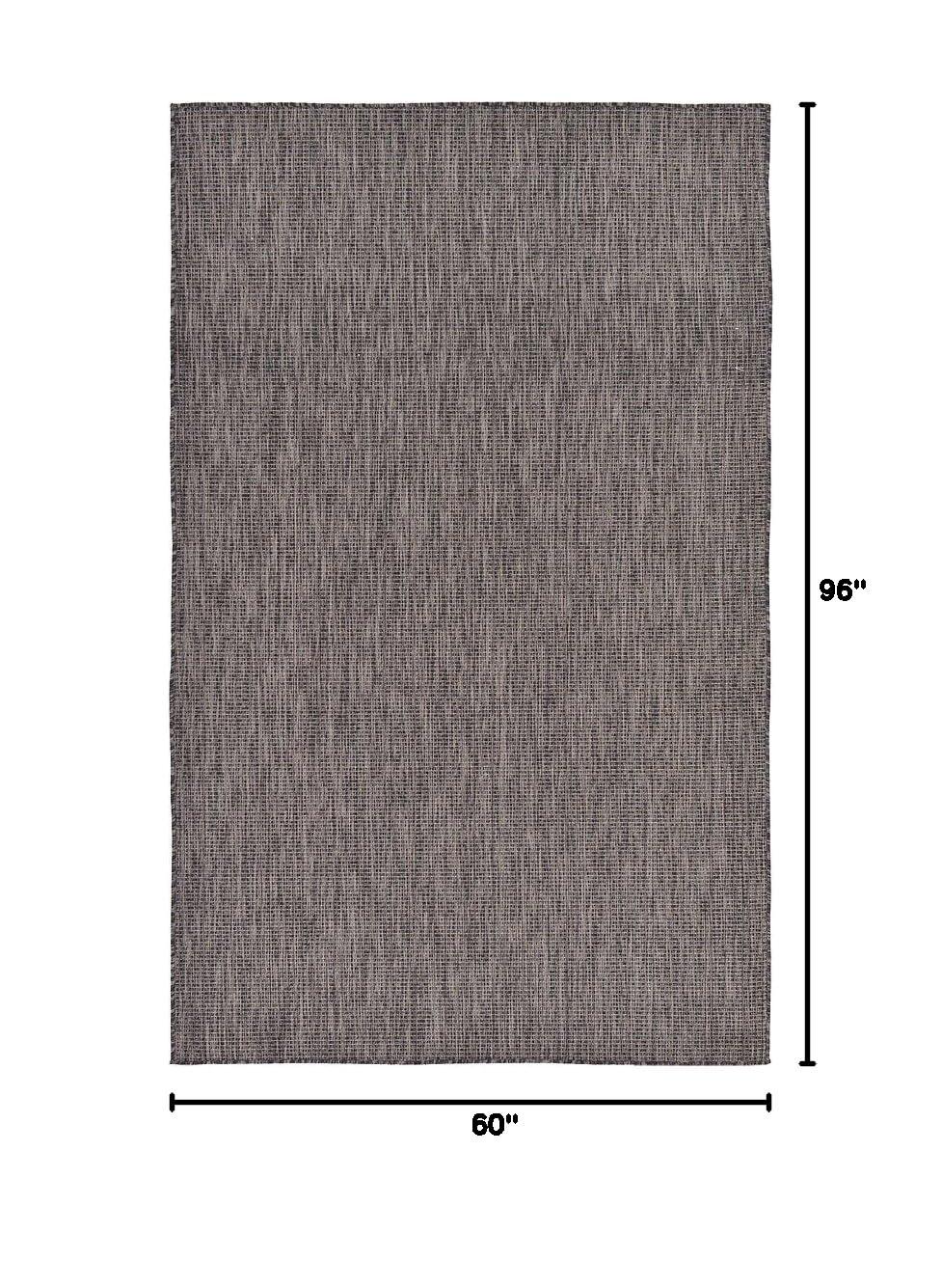 Unique Loom 5' 1 x 8' 0 Rectangle Indoor/Outdoor Solid Black Area Rug