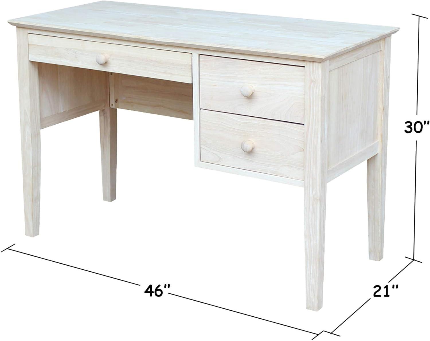 Computer Desk International Concepts: Unfinished Parawood, Brooklyn Style, Writing Desk with Drawer