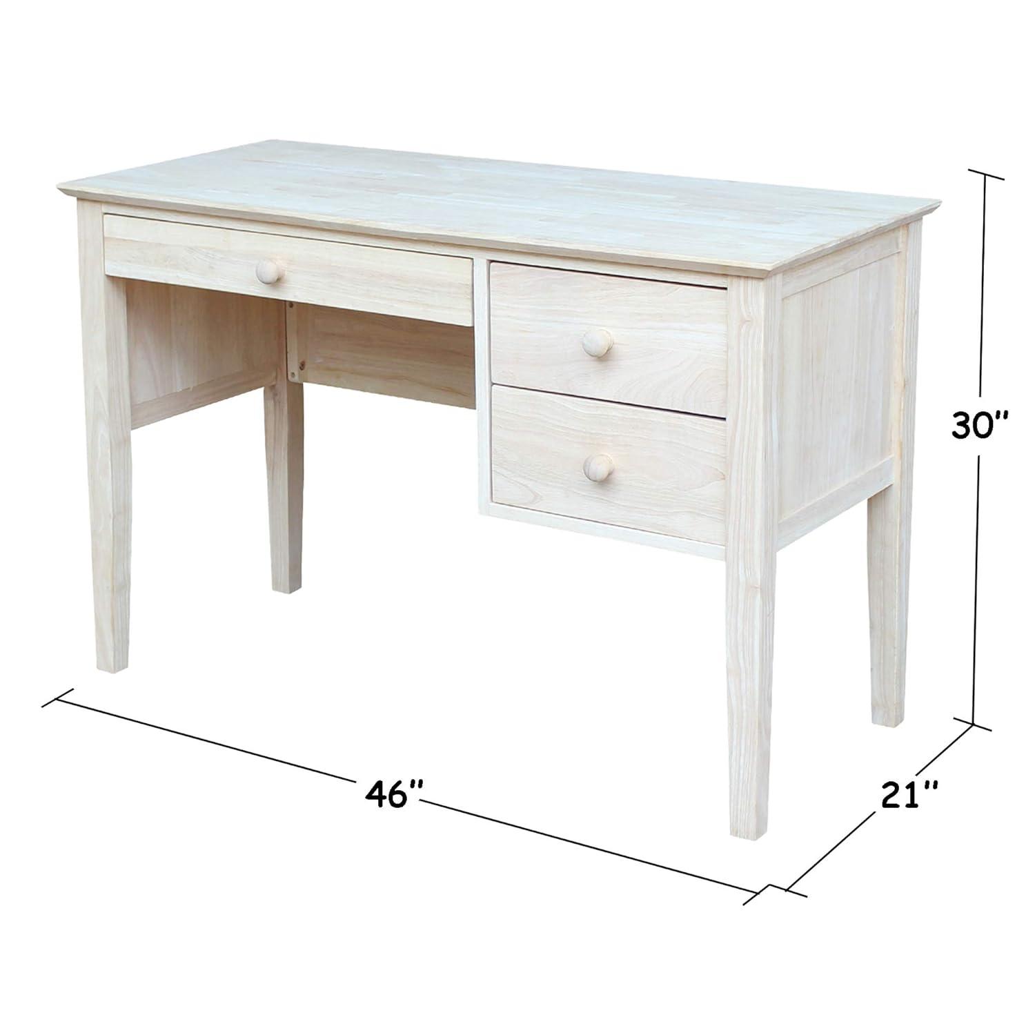 Computer Desk International Concepts: Unfinished Parawood, Brooklyn Style, Writing Desk with Drawer