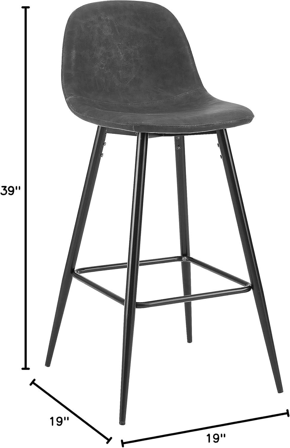 Weston Distressed Black Faux Leather Bar Stools, Set of 2