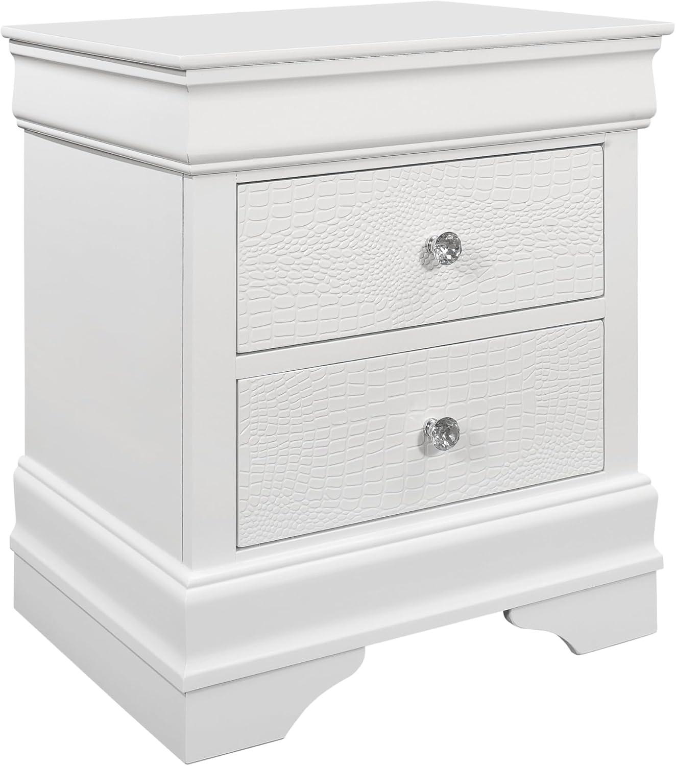 Global Furniture USA Pompei Solid Wood White 2-Drawer Nightstand