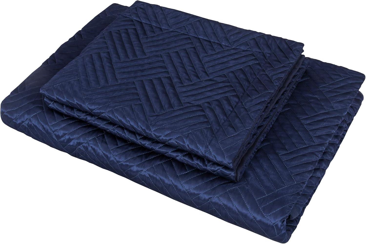 NTBAY 3 Pieces Quilt Set, Silk Satin Geometric Pattern Quilted Coverlet Set (1 Quilt, 2 Pillow Shams) - NTBAY