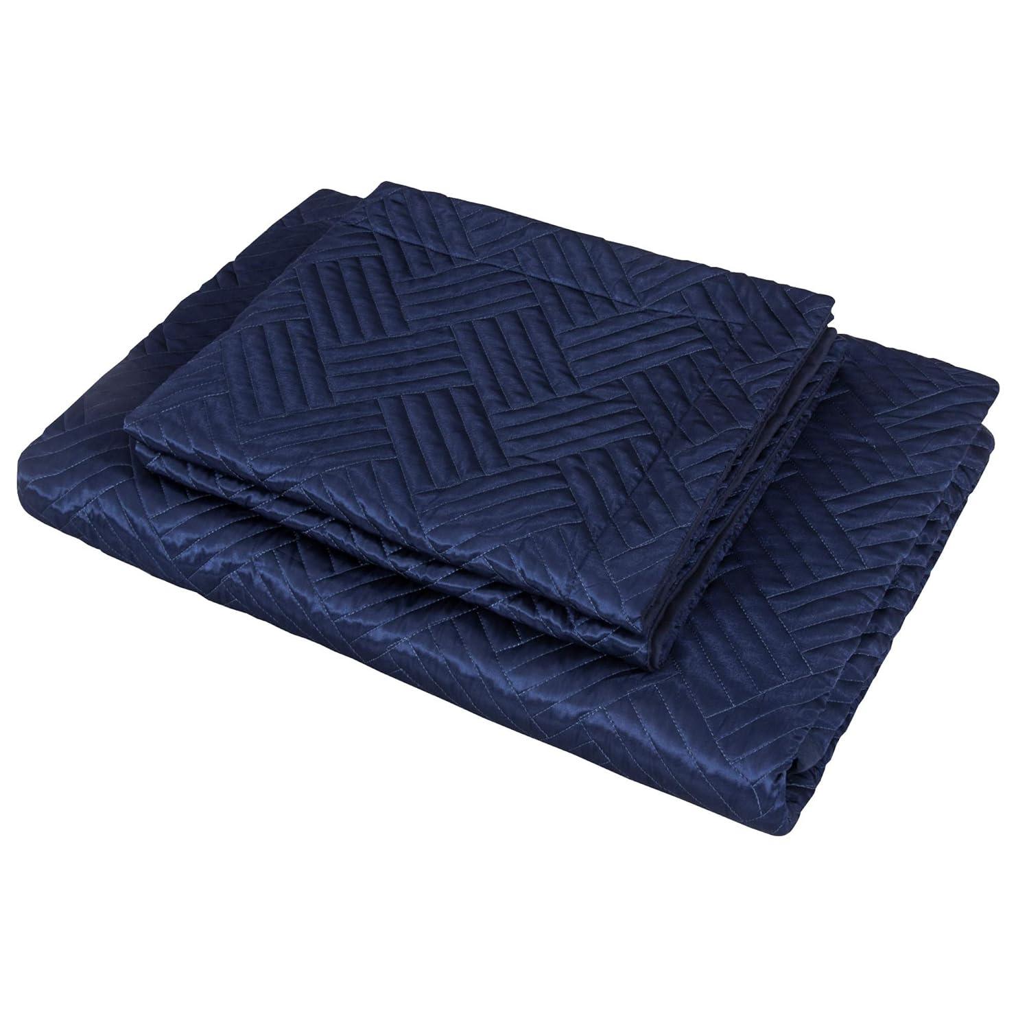 NTBAY 3 Pieces Quilt Set, Silk Satin Geometric Pattern Quilted Coverlet Set (1 Quilt, 2 Pillow Shams) - NTBAY