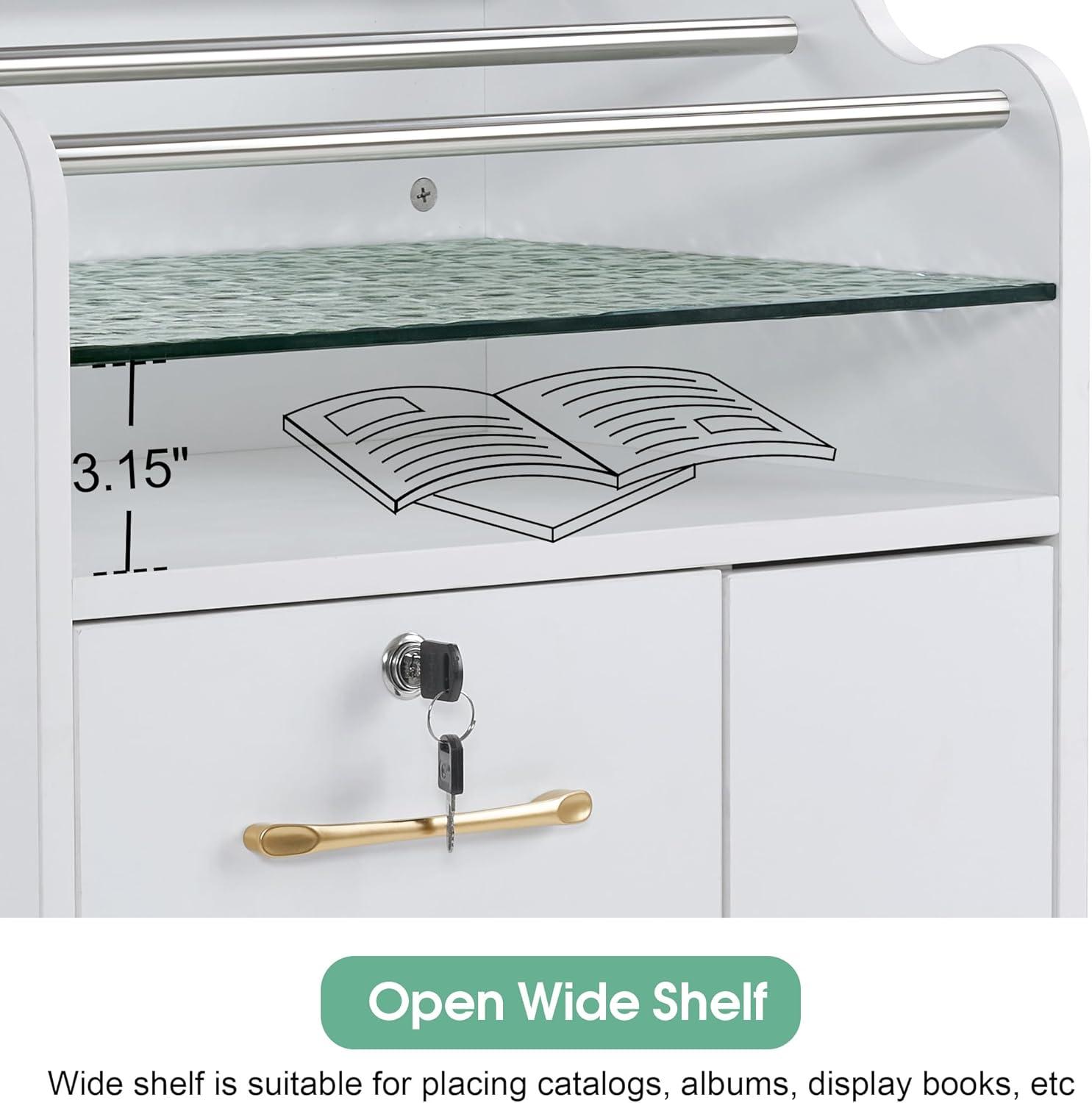 BarberPub Salon Trolley Makeup Organizer with Drawer and Cabinet