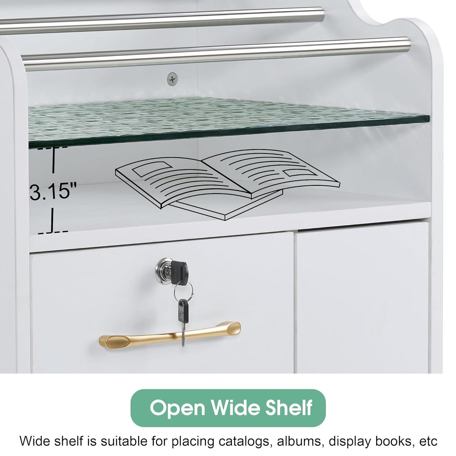 BarberPub Salon Trolley Makeup Organizer with Drawer and Cabinet