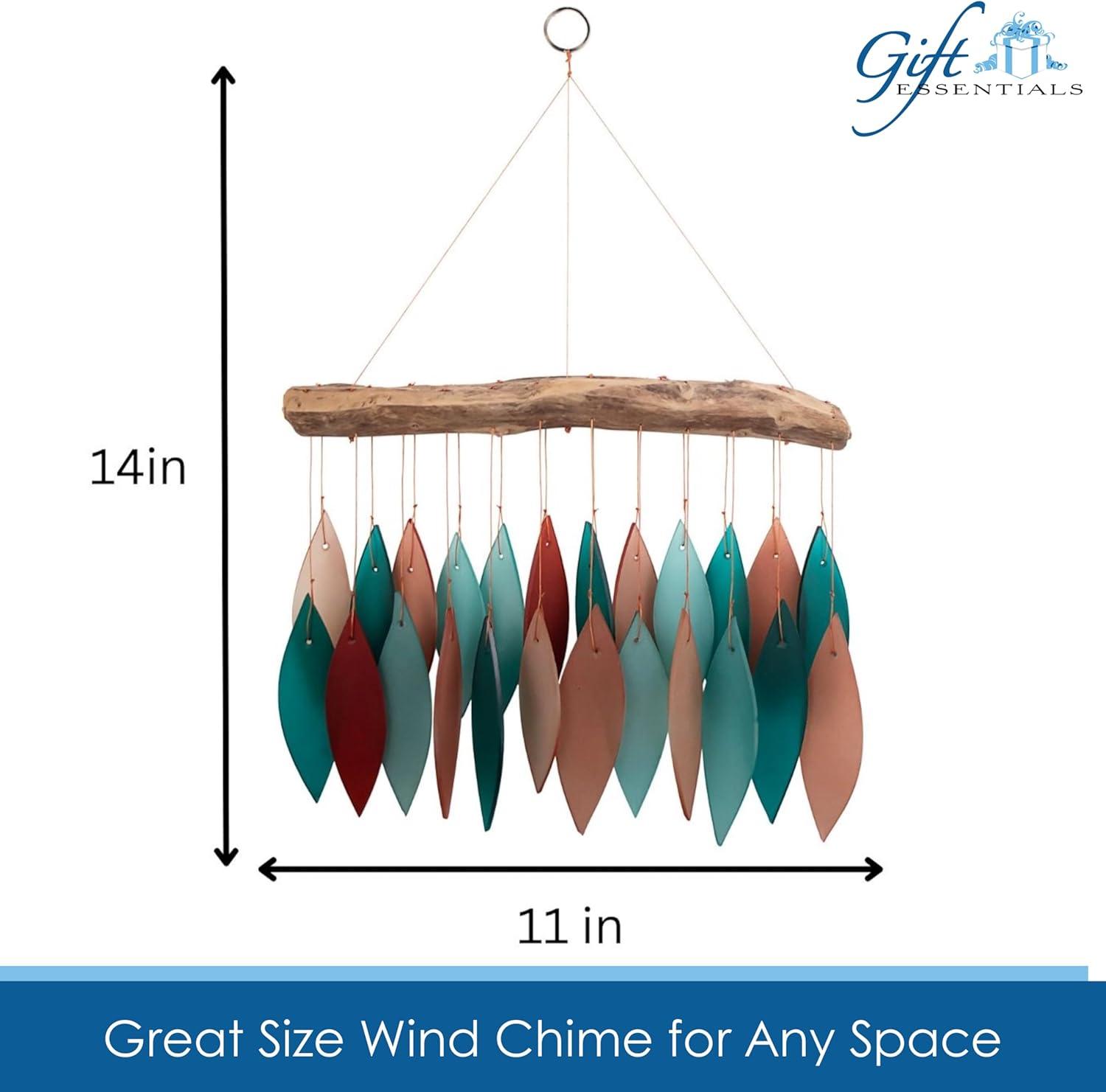 Coral and Teal Glass and Driftwood Wind Chime