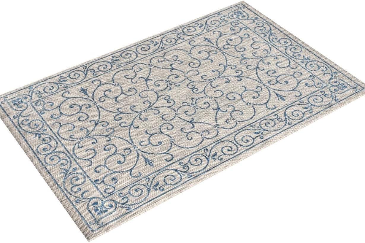 Charleston Vintage Filigree Textured Weave Indoor/Outdoor Area Rug  - JONATHAN Y