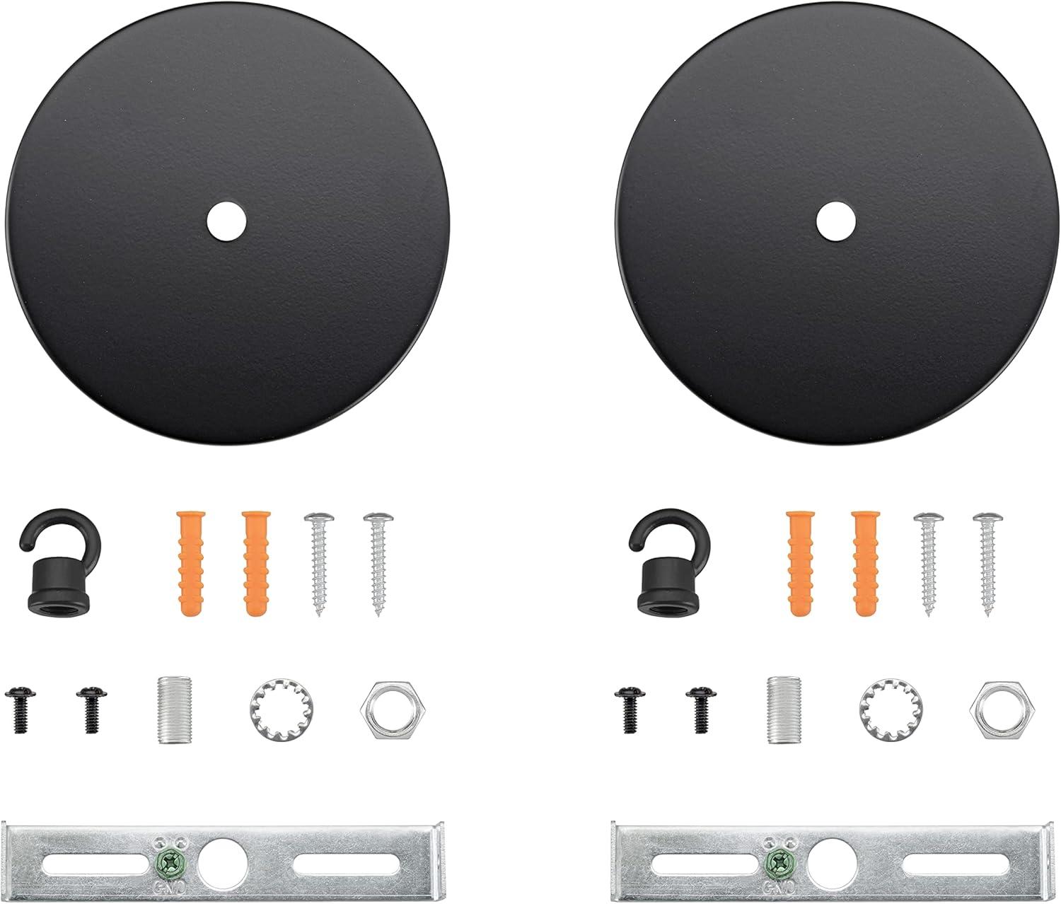 Aspen Creative 21510-12, Contemporary Fixture Canopy Kit, 4-3/4" Diameter, Matte Black, 2 Pack