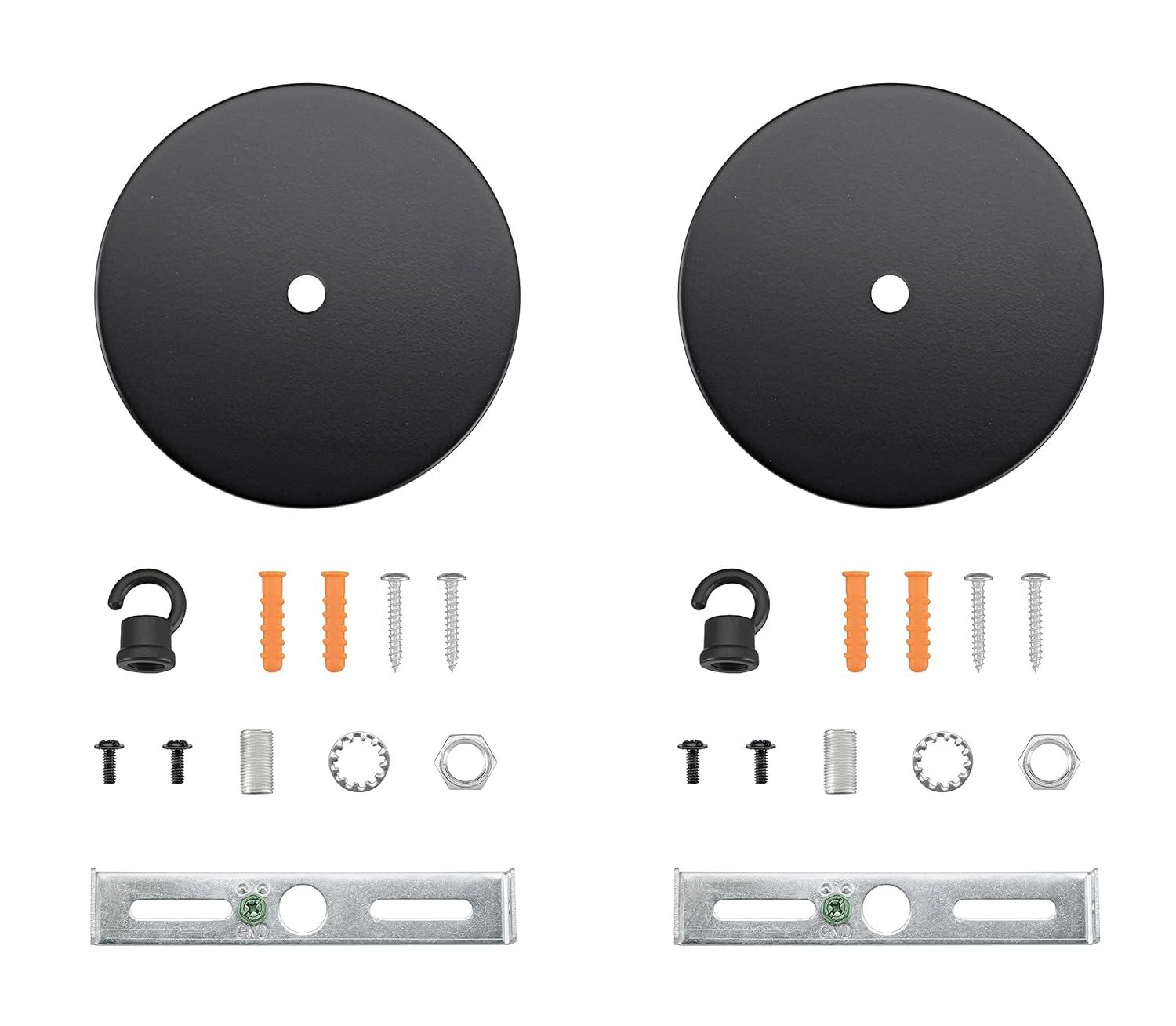 Aspen Creative 21510-12, Contemporary Fixture Canopy Kit, 4-3/4" Diameter, Matte Black, 2 Pack