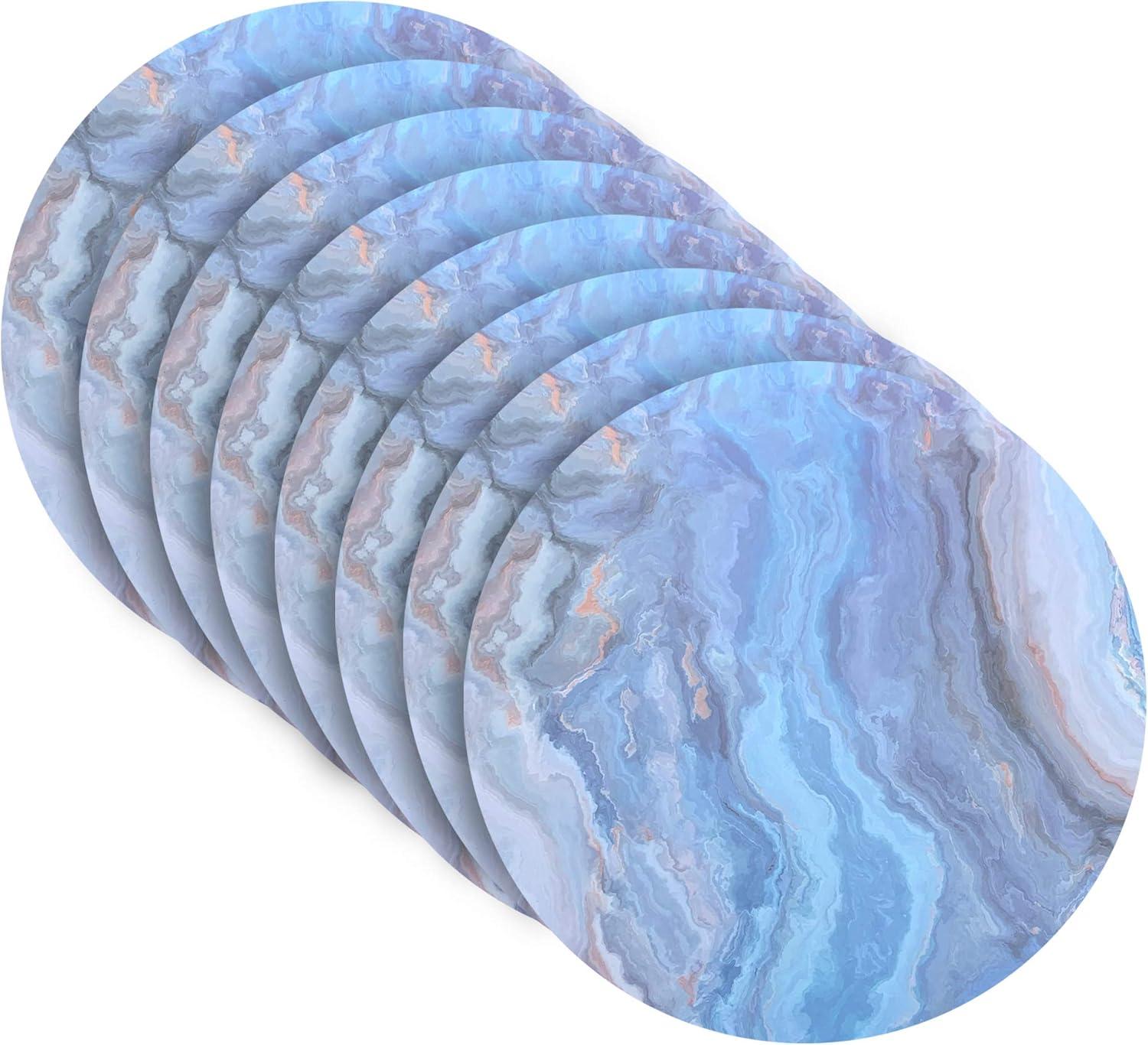 Dainty Home Placemats Dining Table Mat Table Decor Washable Non Slip Marble Round 15 X 15 Navy (Set of 8)