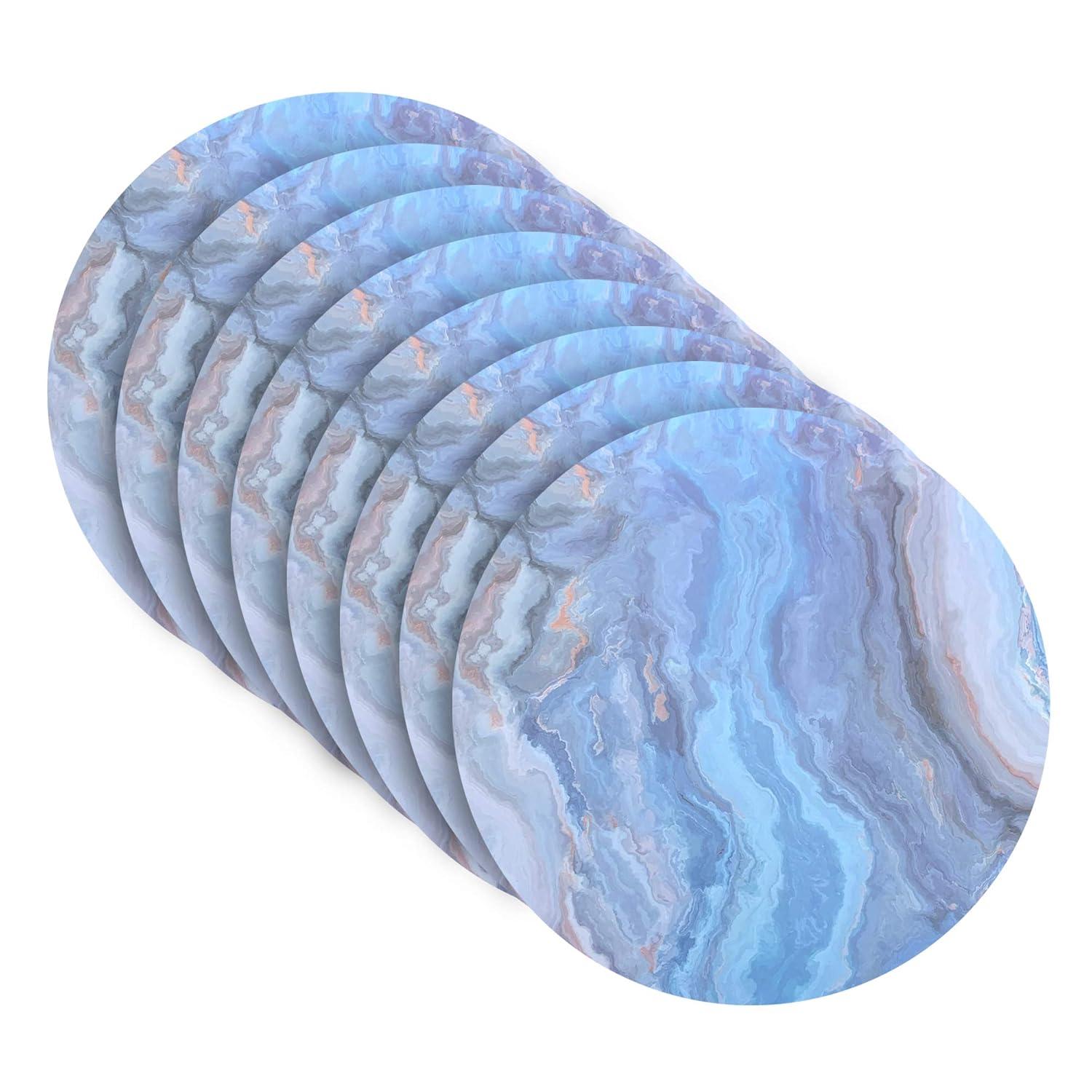 Dainty Home Placemats Dining Table Mat Table Decor Washable Non Slip Marble Round 15 X 15 Navy (Set of 8)