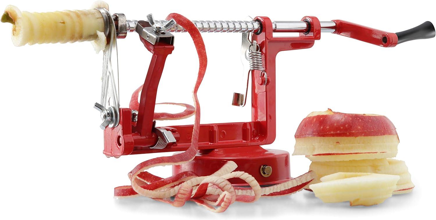 Perfect Peel Apple Peeler - Easy Clean Removable Commercial Grade Blade - Corer, Red - Apple Corer and Peeler