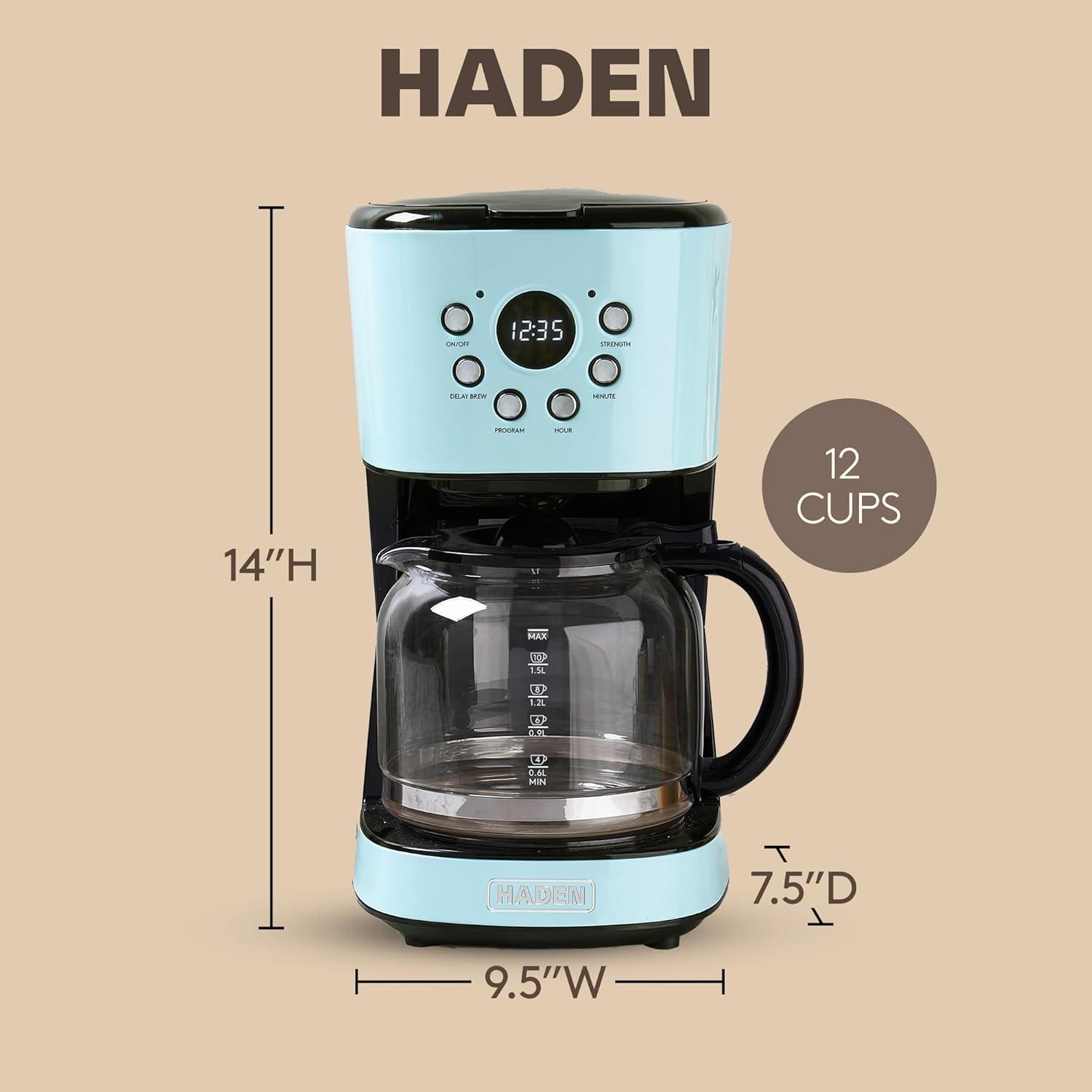 Haden Coffee Machine, 12 Cup Programmable Drip Coffee Maker