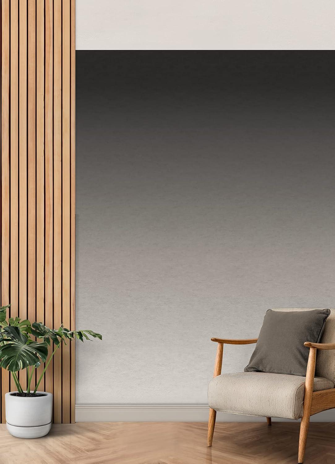 RoomMates Aura Ombre Peel and Stick Wallpaper Mural Charcoal: Self-Adhesive Vinyl, Abstract Design, 15.4 Sq Ft Coverage