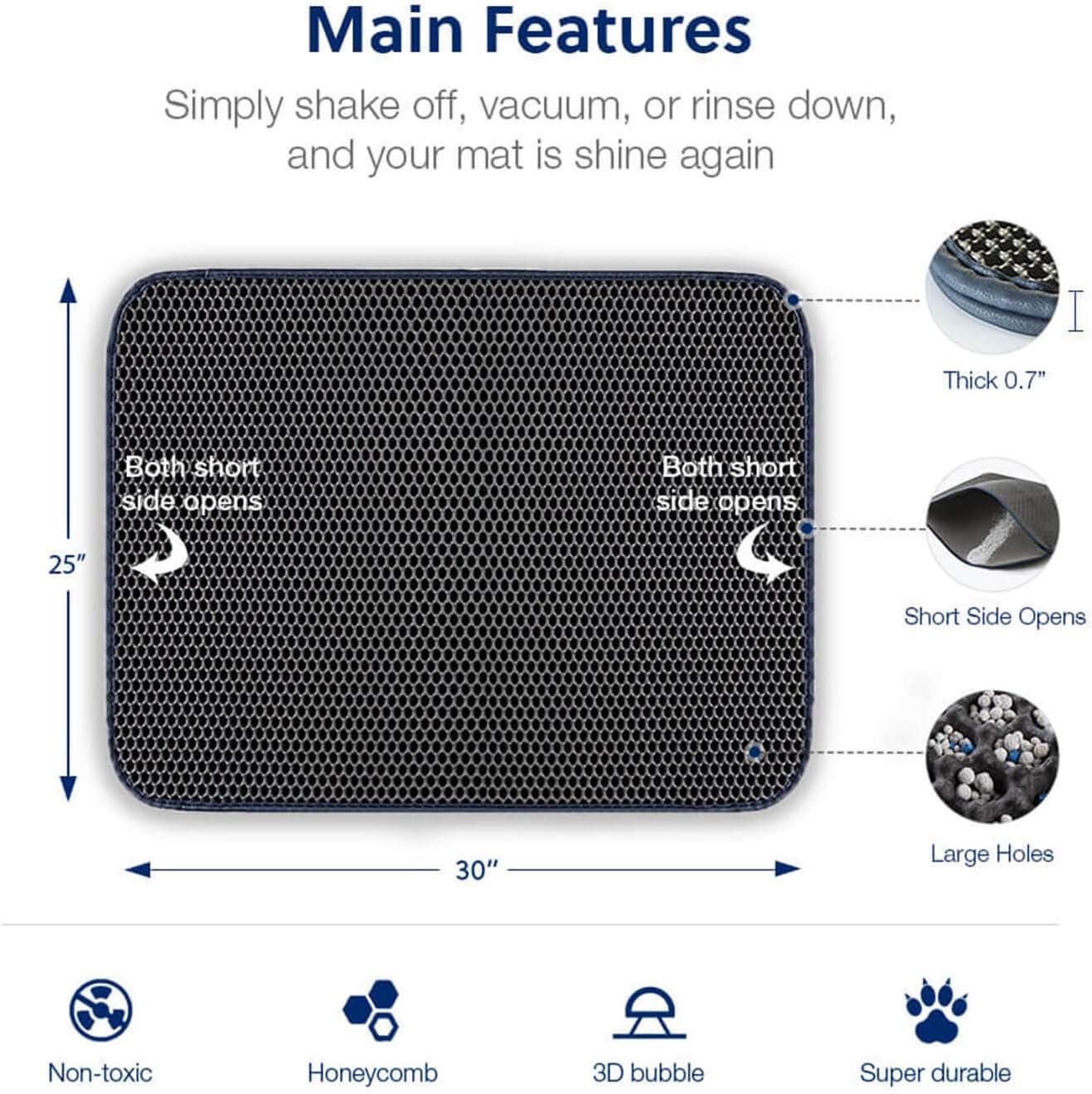 WePet Cat Litter Mat, Kitty Litter Trapping Mat, Honeycomb Double Layer Mats, No Phthalate, Urine Waterproof, Easy Clean, Scatter Control, Catcher Litter Tray Box Rug Carpet