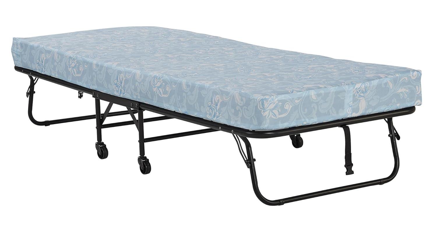 DHP Levy Folding Guest Bed with Metal Frame & 4 Inch Mattress, Twin, Black