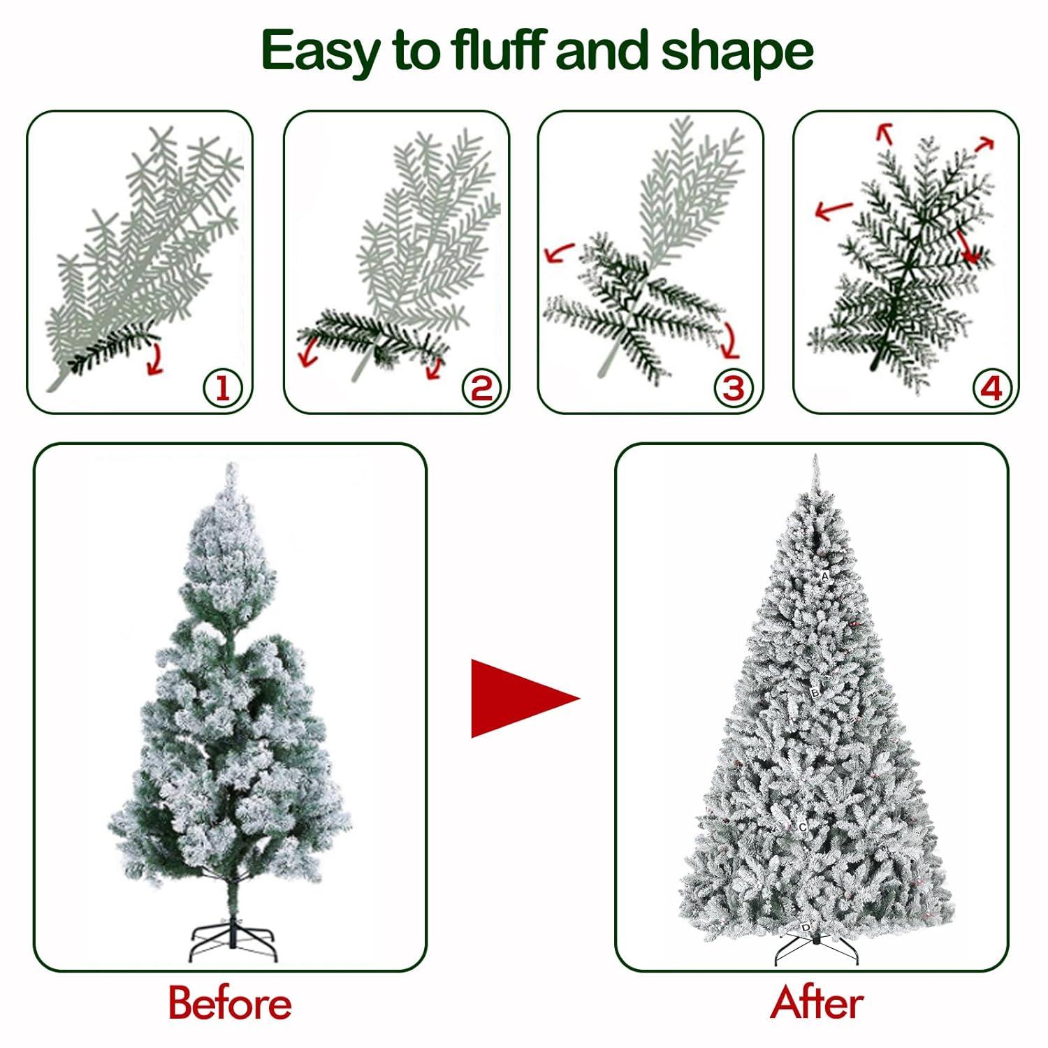 Home Accents Holiday 6.5 Ft. Pre-Lit LED Festive Pine Flocked Artificial Christmas Tree