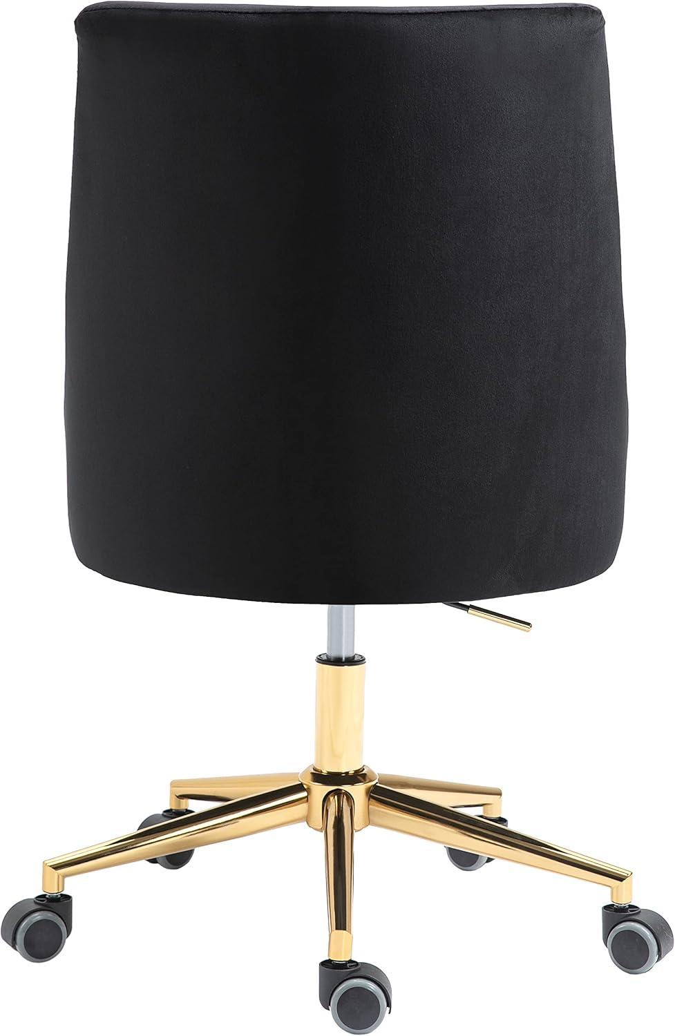 Karina Black Velvet and Gold Adjustable Office Chair