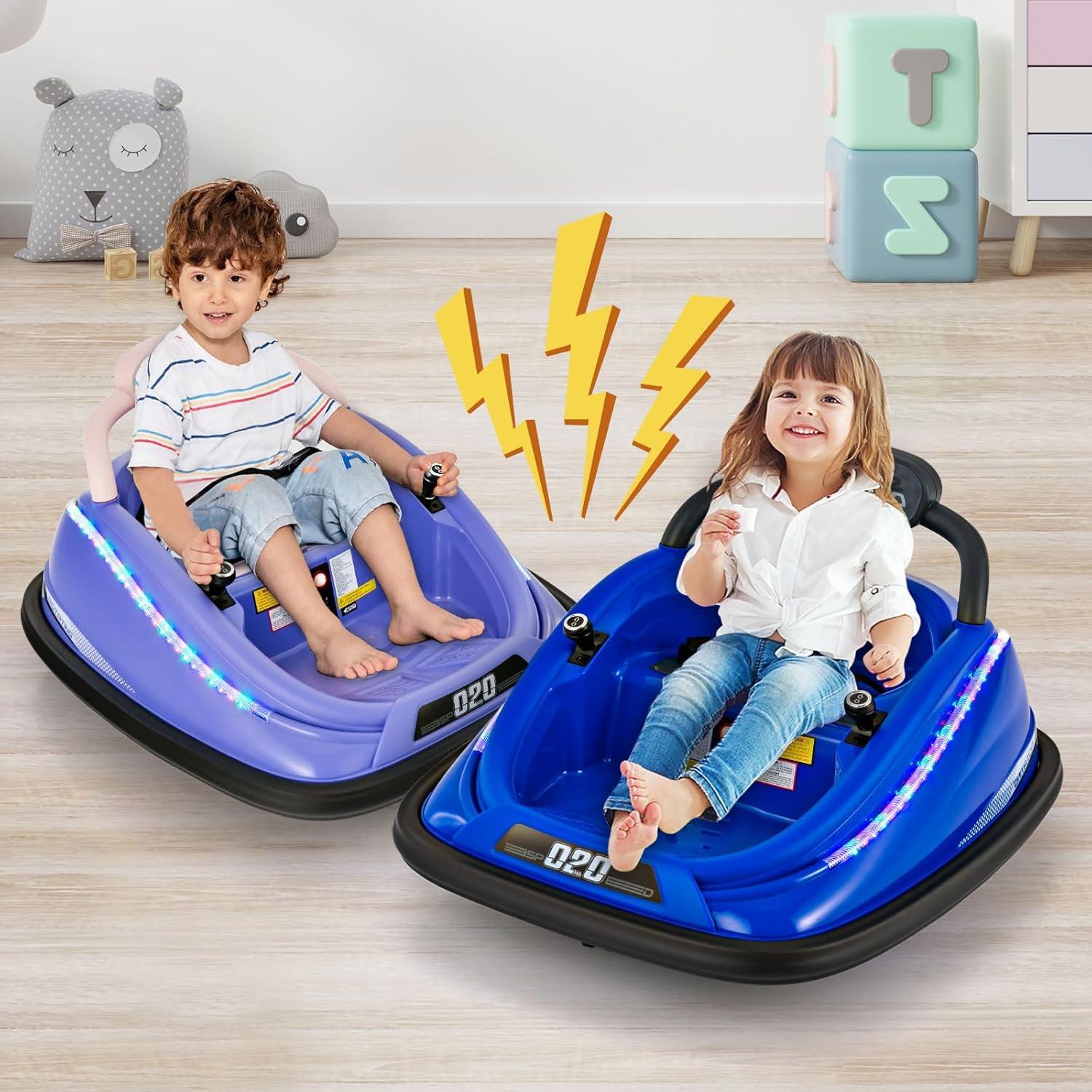 Purple 12V Kids Electric Bumper Car with Remote Control