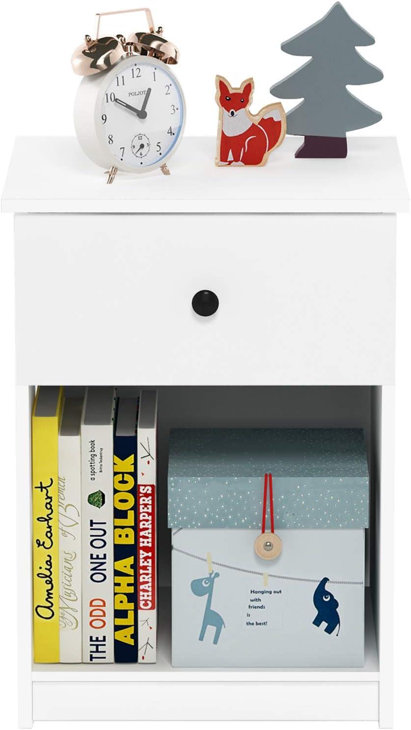 Lucca Contemporary White Nightstand with Storage Drawer