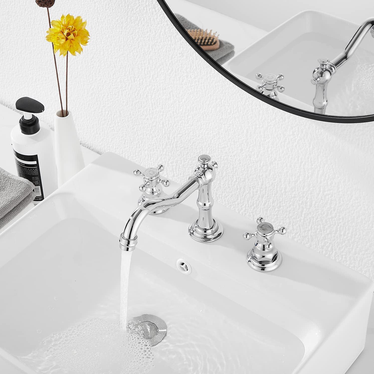 Widespread 2-handle Bathroom Faucet with Drain Assembly