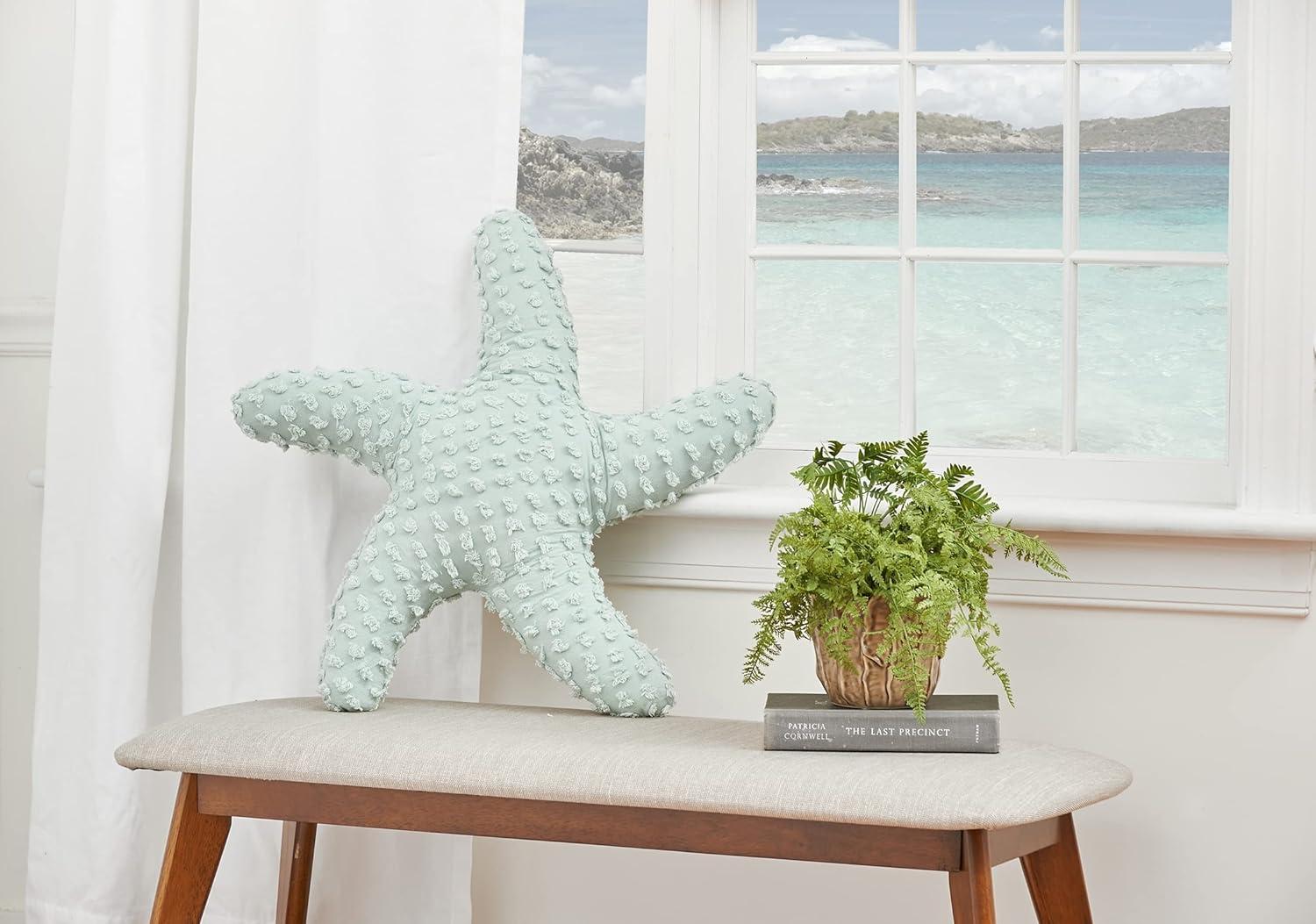 C&F Home 25" Green Starfish Shaped Coastal Accent Throw Pillow Decor Decoration 25.0 in.