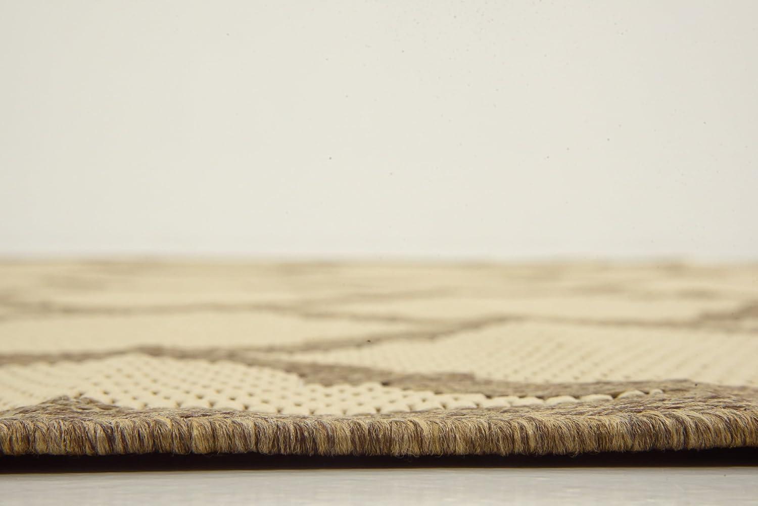 Unique Loom 6' 1 x 6' 1 Square Beige and Brown Outdoor Trellis Moroccan Area Rug