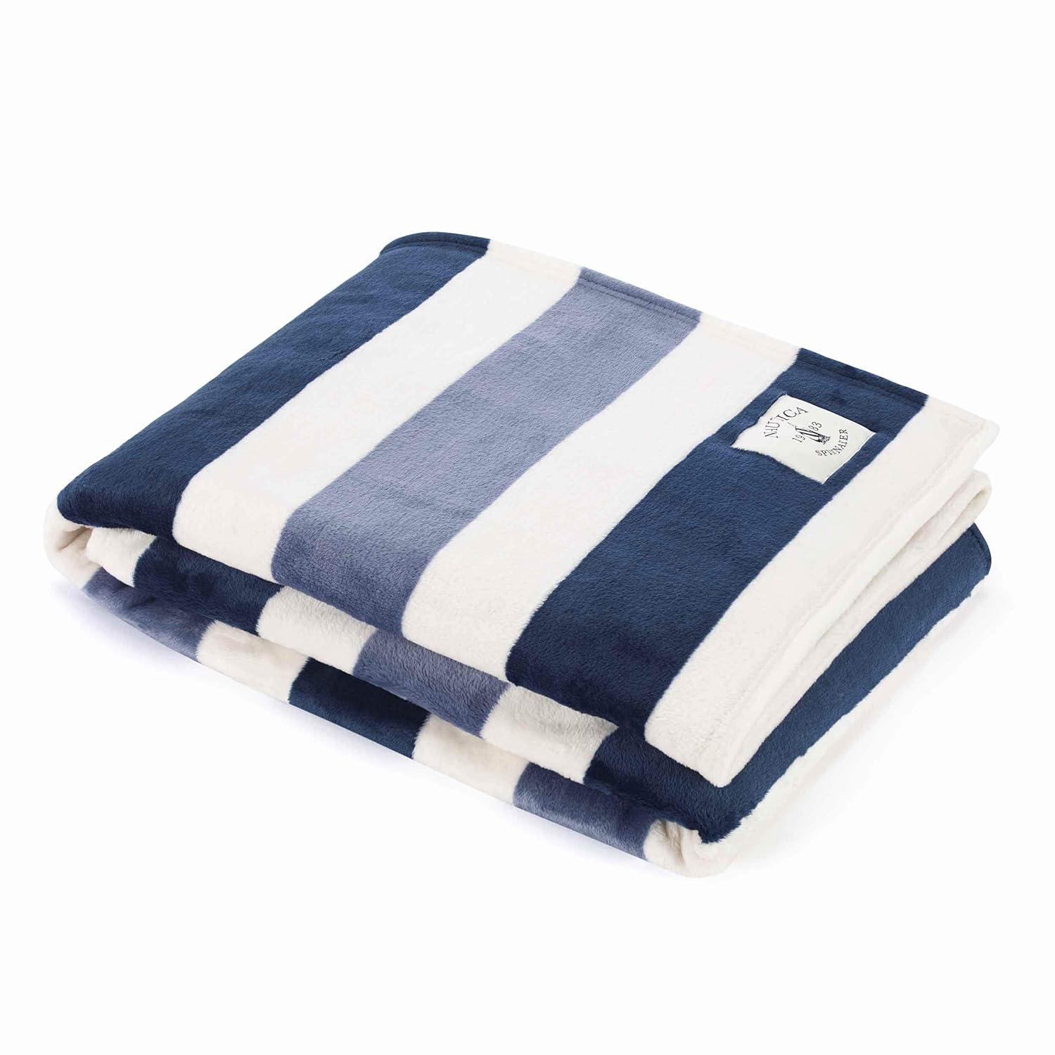 Nautica Nautica Awning Stripe Ultra Soft Plush Throw Blanket
