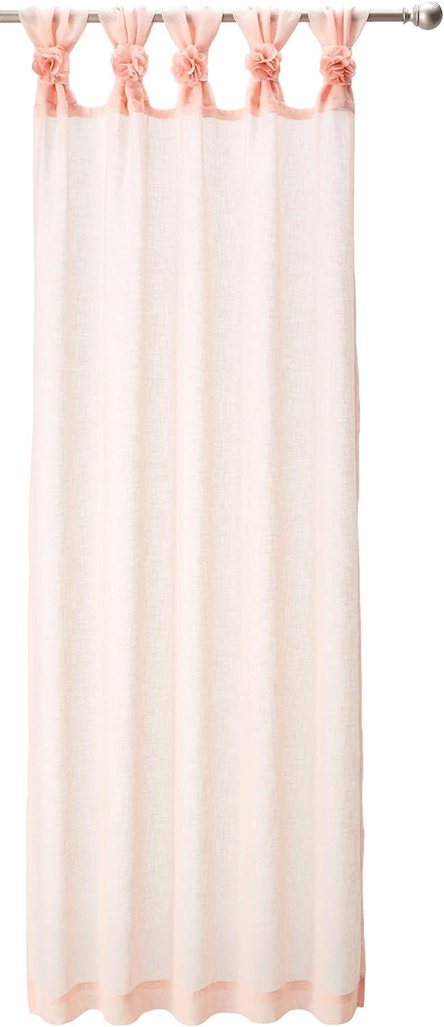 Rosette Floral Embellished Cuff Tab Top Solid Curtain Panel