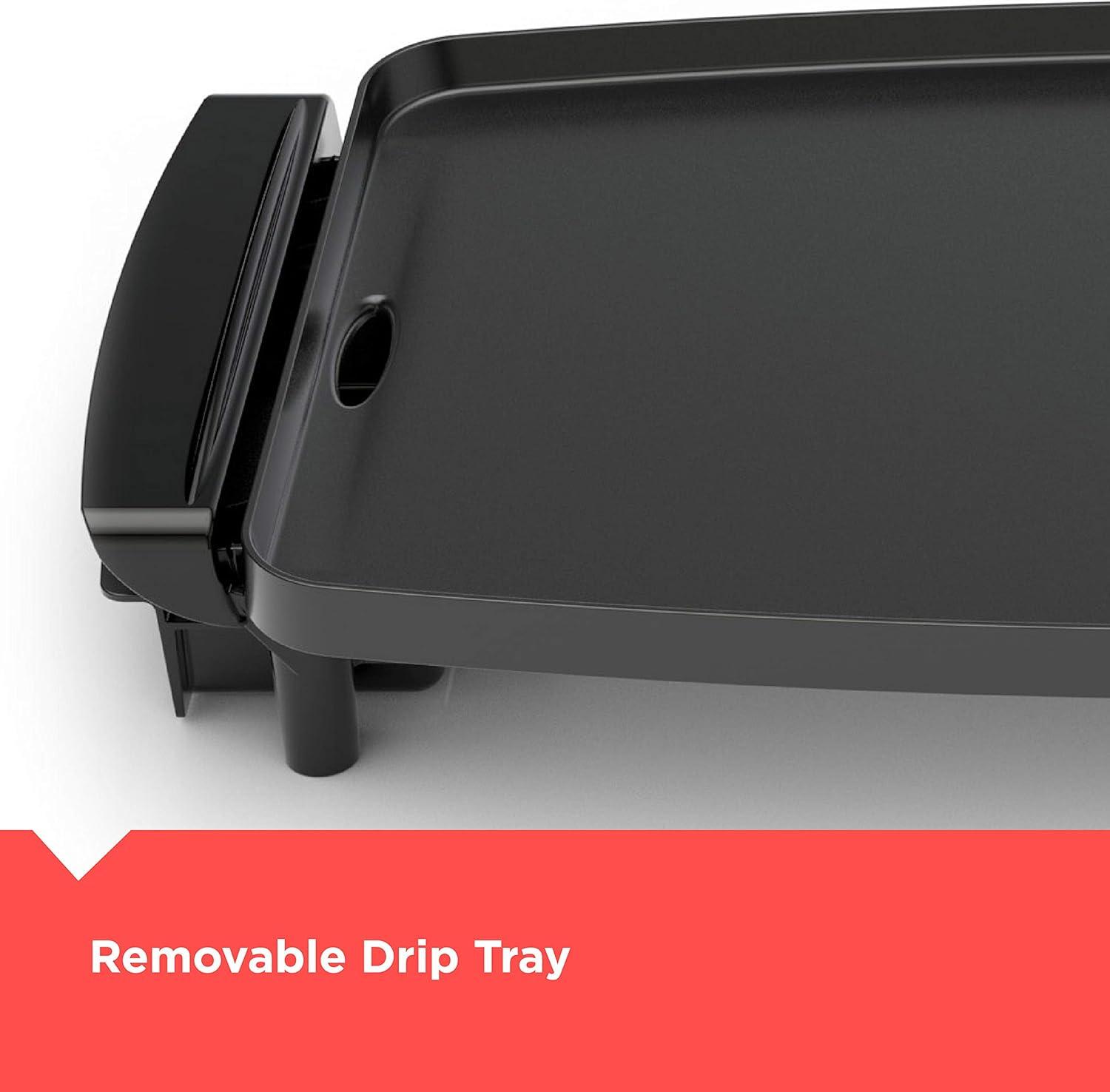 BLACK+DECKER Electric Griddle with Removable Temperature Probe, Indoor Grill, Pancake Griddle, Black, GD1810BC