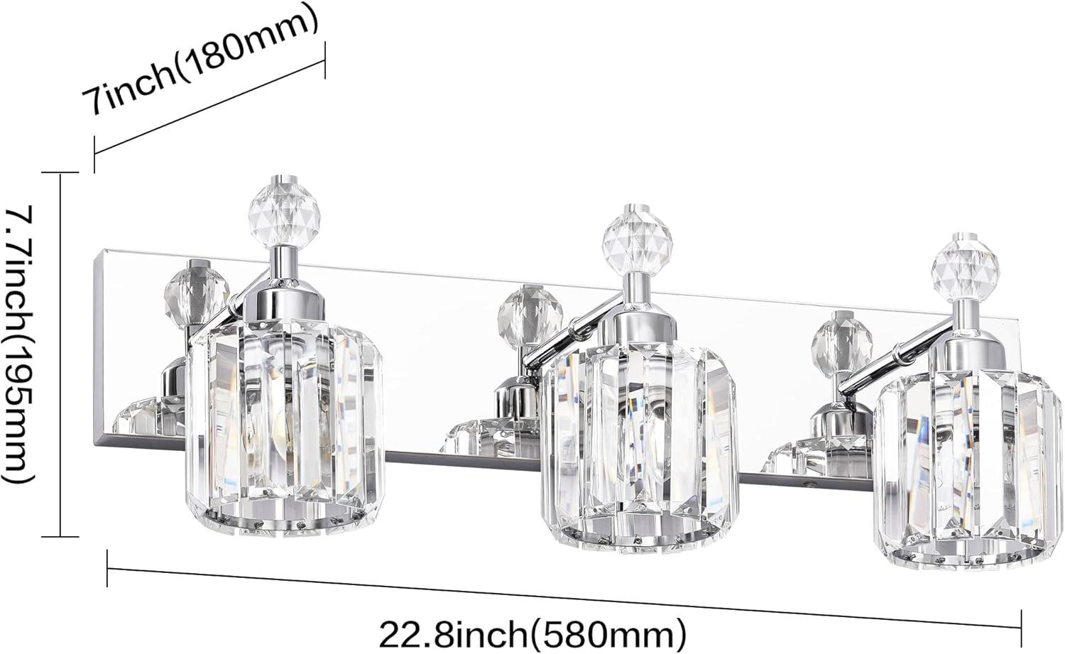 PRESDE Black Crystal Bathroom Lights Fixtures Over Mirror Modern 3 Light Vanity Lighting Bathroom Wall Light Fixtures(Exclude Bulb)