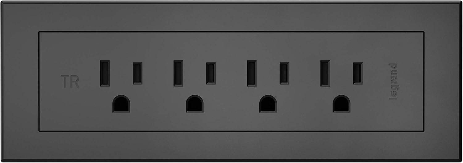 Black Radiant 4-Outlet Furniture Power Strip, 10 ft Cord