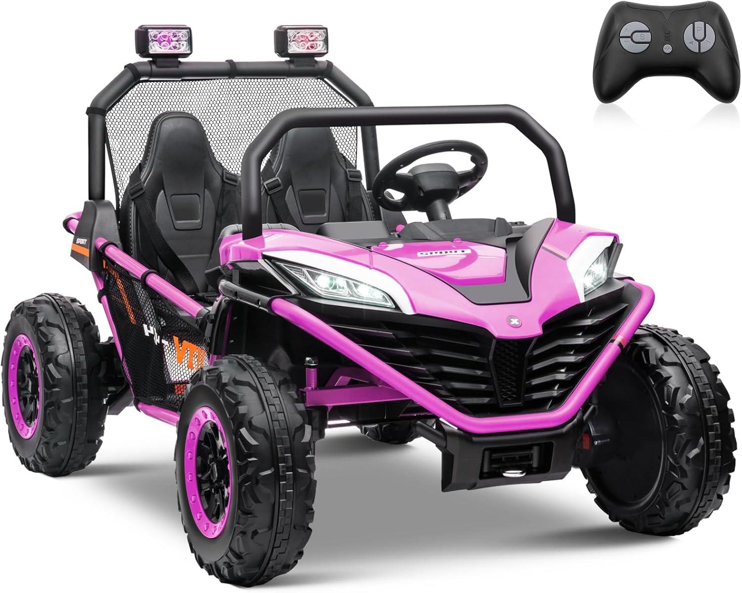 Purple 24V 2-Seater Electric Ride-On UTV Car with Remote Control