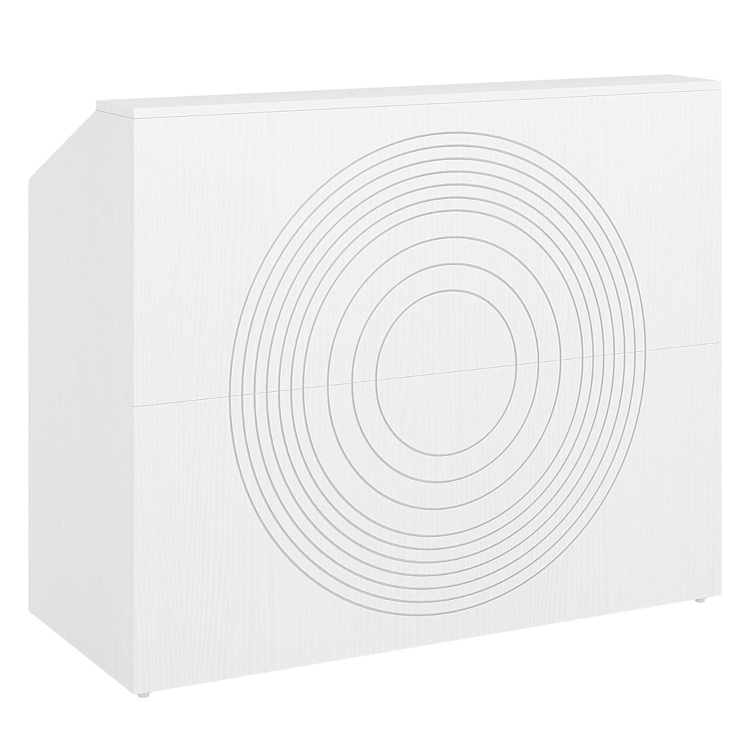 Tribesigns Modern Reception Desk, Front Counter Desk with Open Shelves, for Lobby, Beauty Salon, White