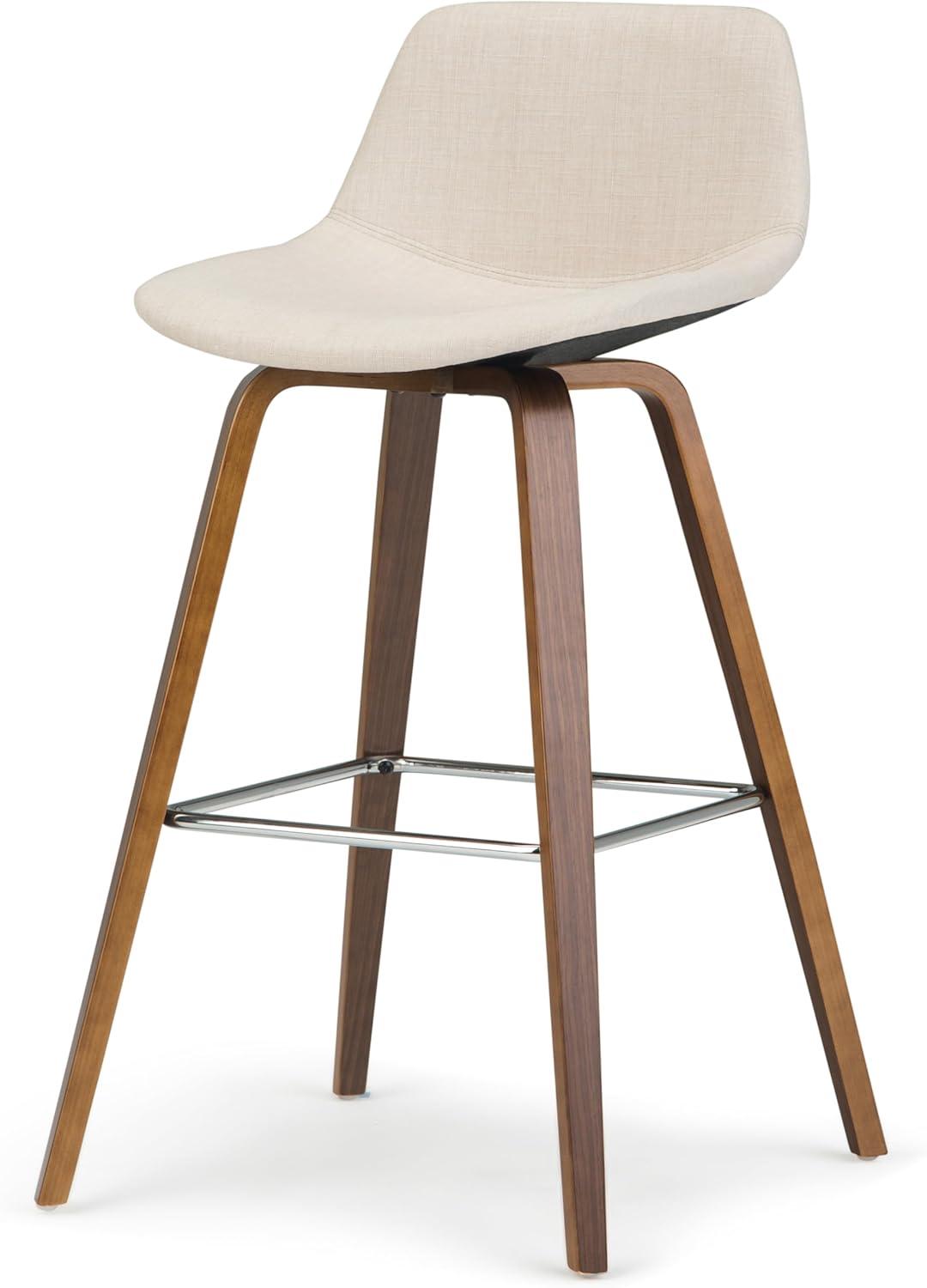 Set of 2 Cacey Bentwood Counter Height Barstools Cream - WyndenHall: Mid-Century, Chrome Legs, Foam Padding