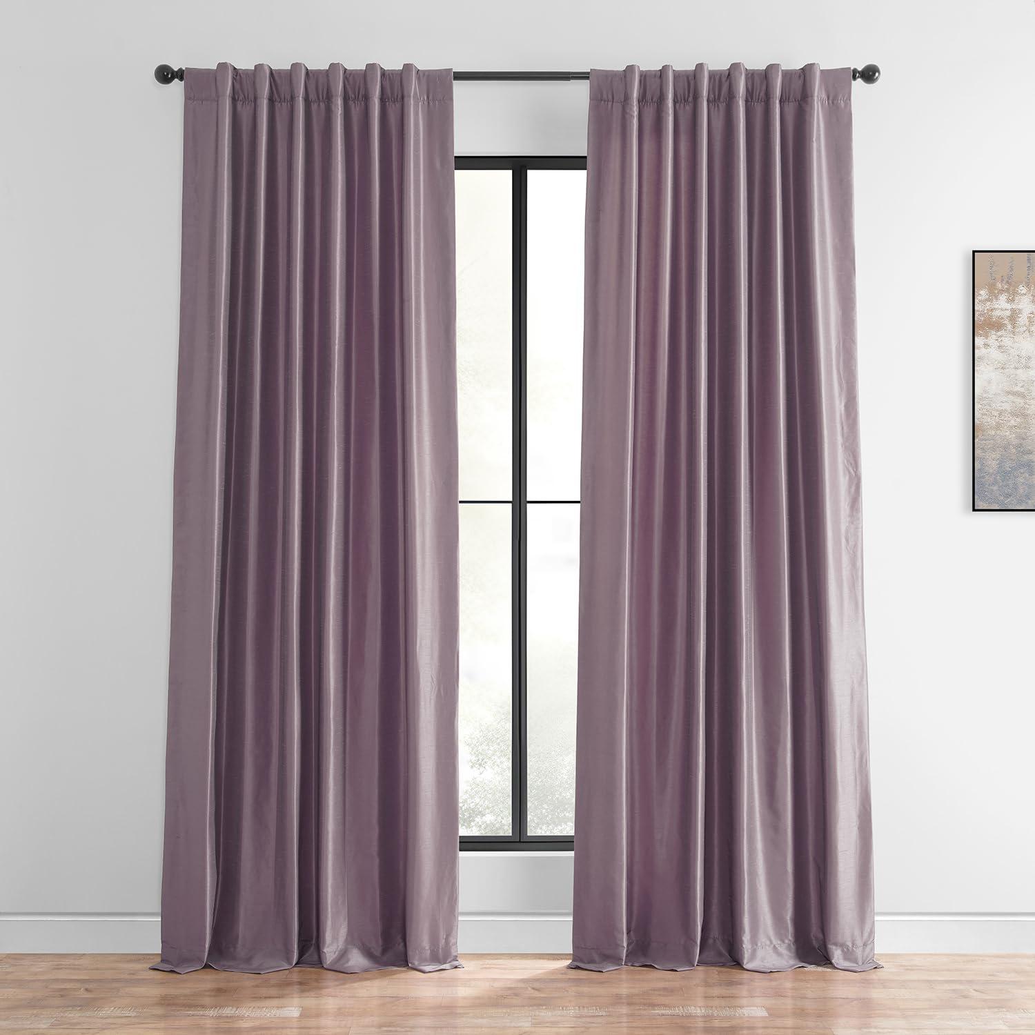 Rayne Vintage Textured Faux Dupioni Silk Room Darkening Curtains Window Single Curtain Panel