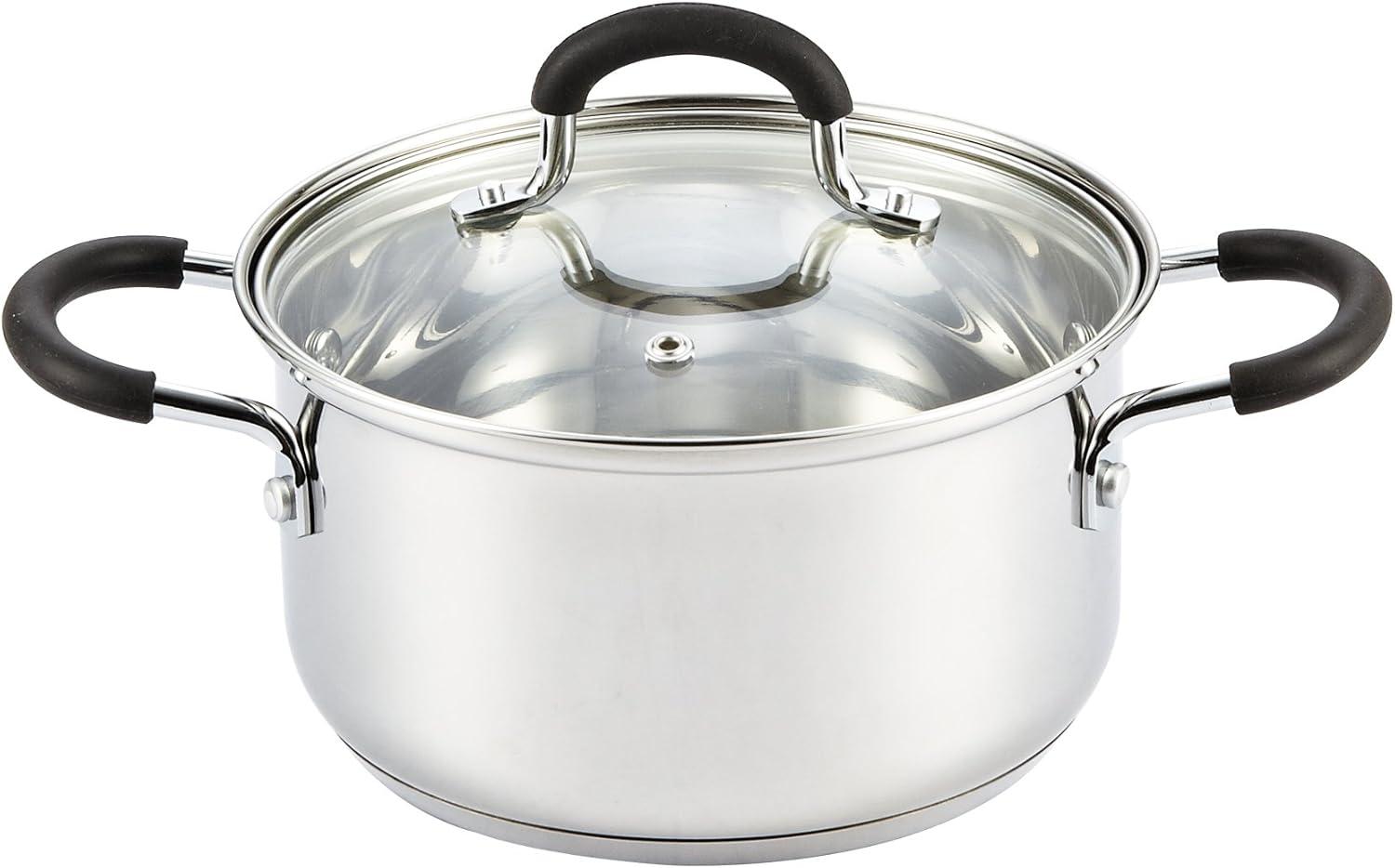 Cook N Home Stockpot Sauce Pot Induction Pot with Lid Professional Stainless Steel 3 Quart