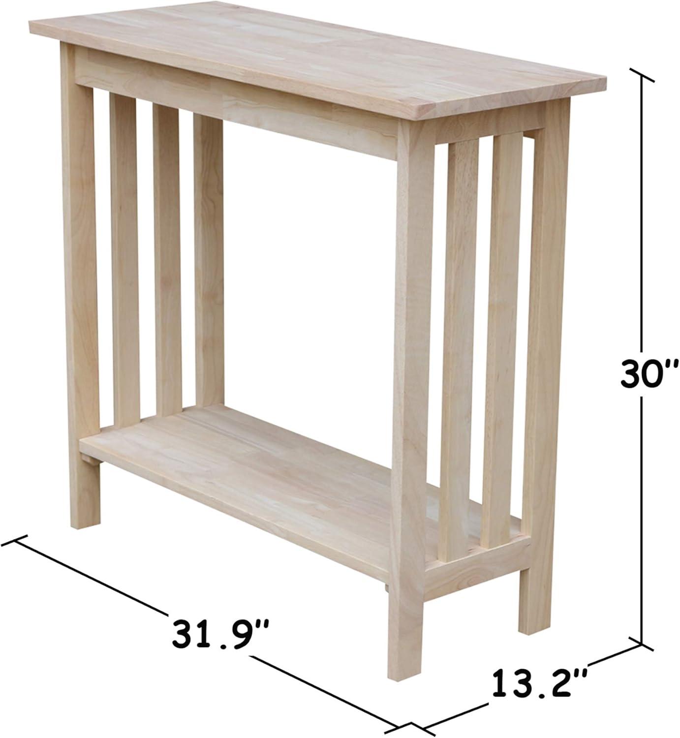 International Concepts Mission Entry Table Unfinished: Traditional Style, Hardwood, Dry Dust Care, Fixed Shelf