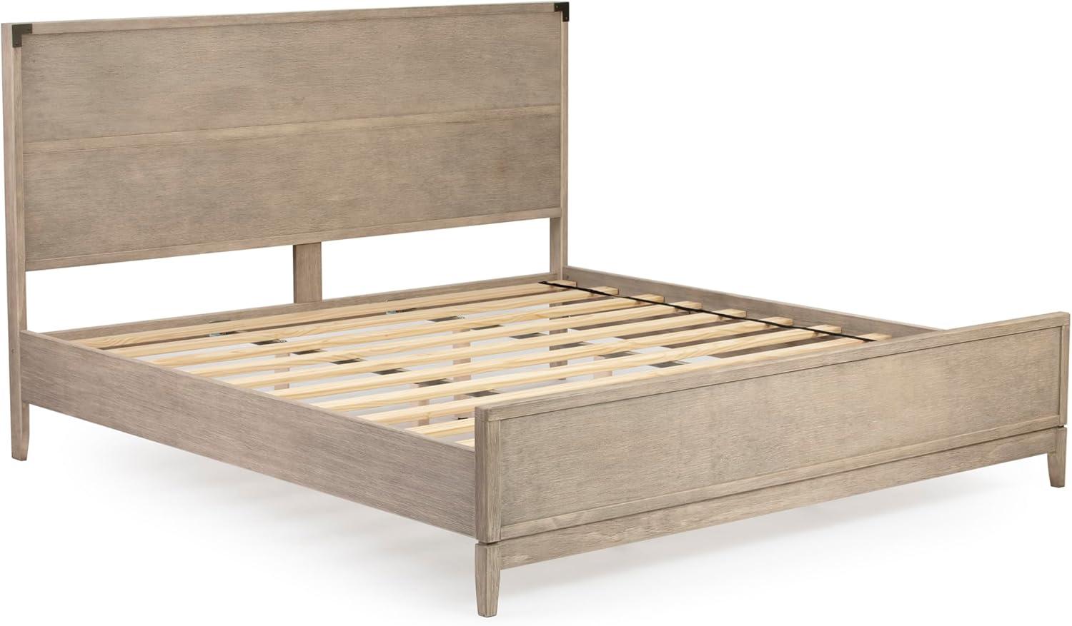 Plank+Beam Solid Wood Contemporary  King Size Platform Bed, Seashell Wirebrush