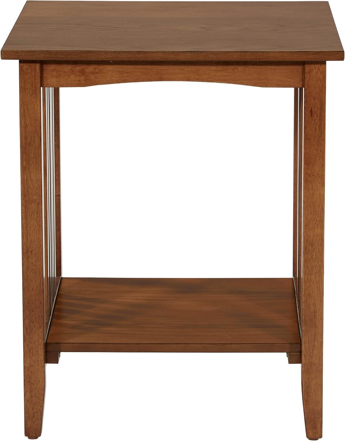 Sierra Mission Style Ash Brown Square Side Table with Lower Shelf