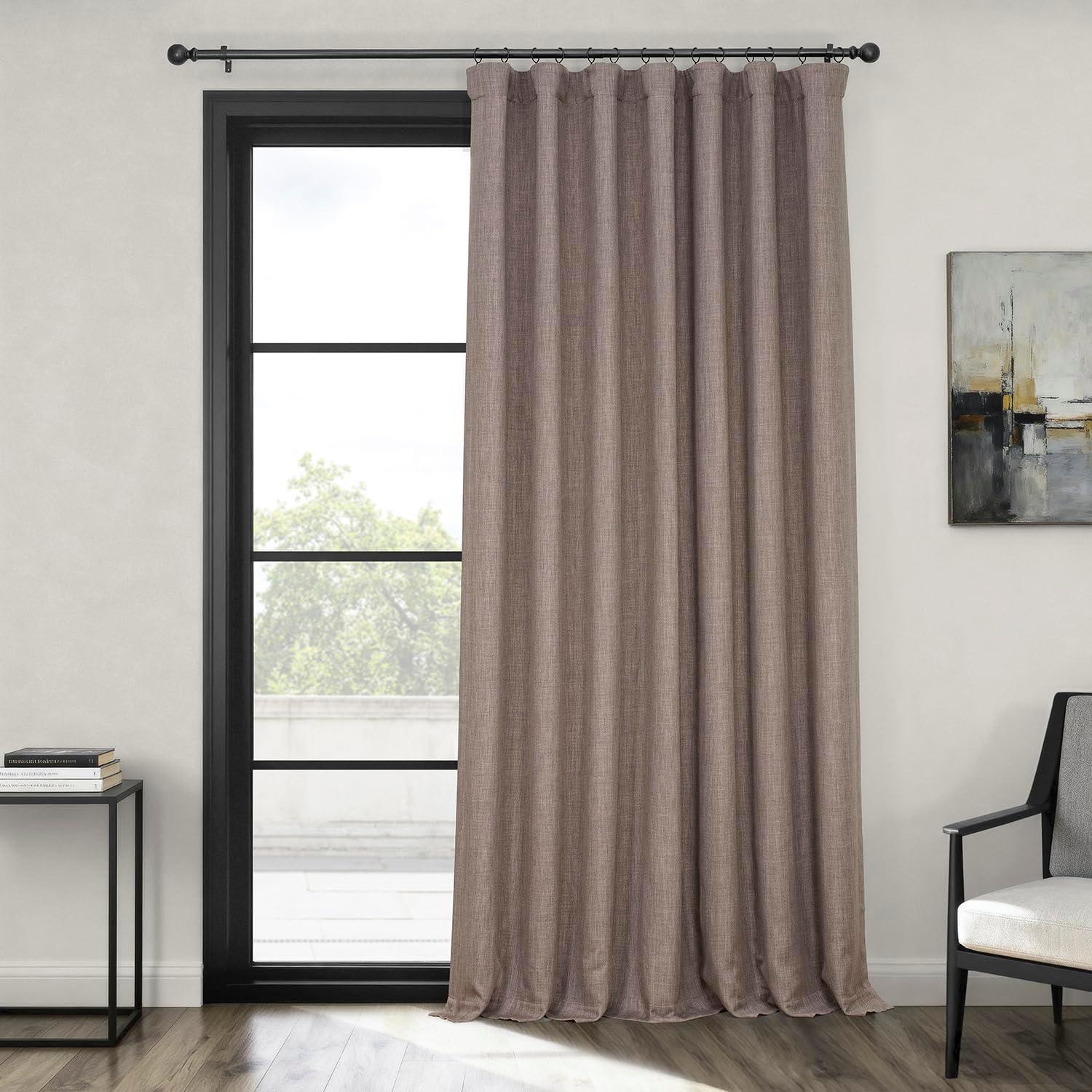 HPD Half Price Drapes Mink Extra Wide Faux Linen Room Darkening Curtains for Bedroom & Living Room Curtains (1 Panel), Door & Window Curtains 84 inch length, Rod Pocket Curtains & drapes, 50W X 108L